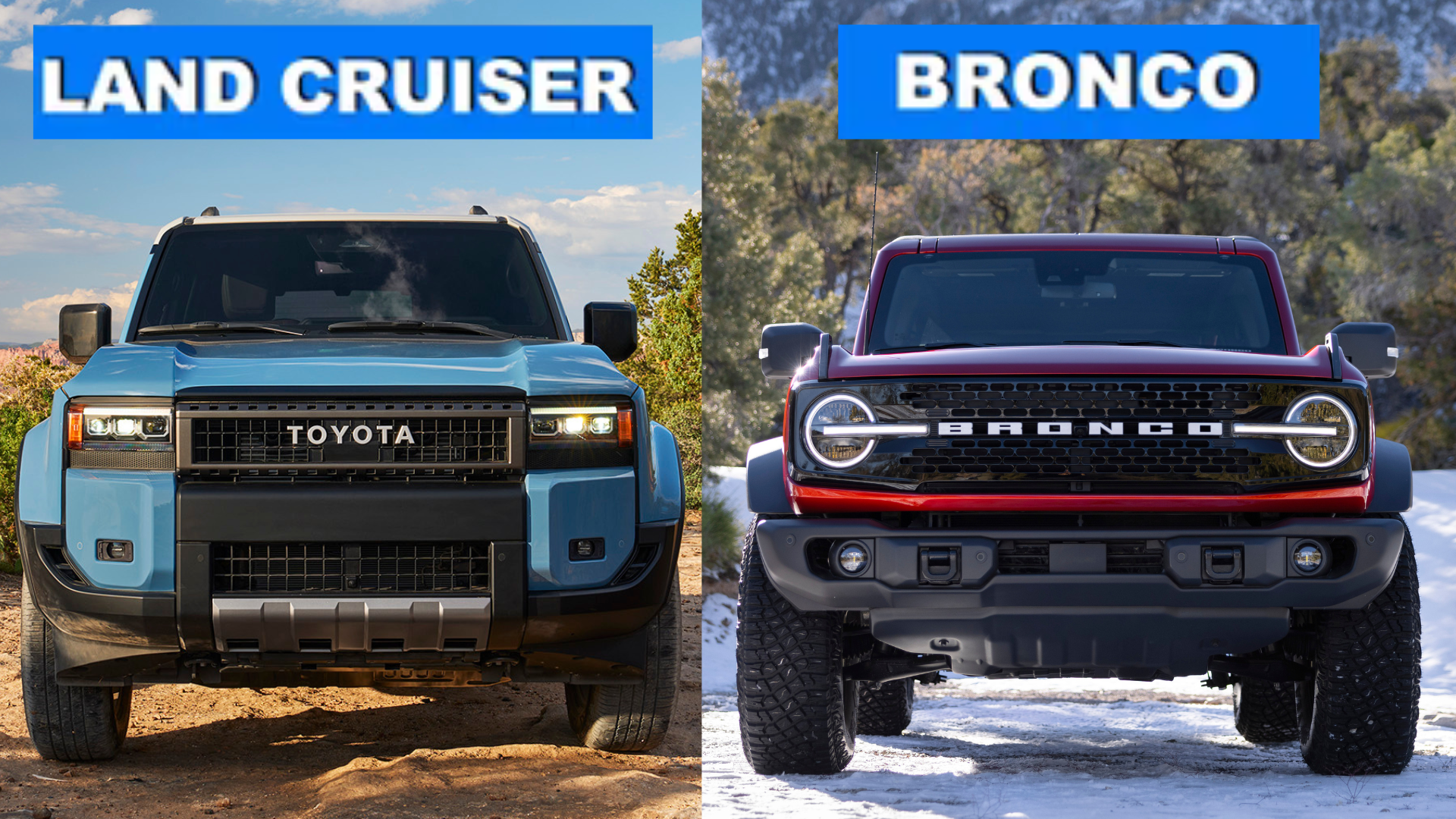 Ford Bronco and Toyota Land Cruiser side-by-side
