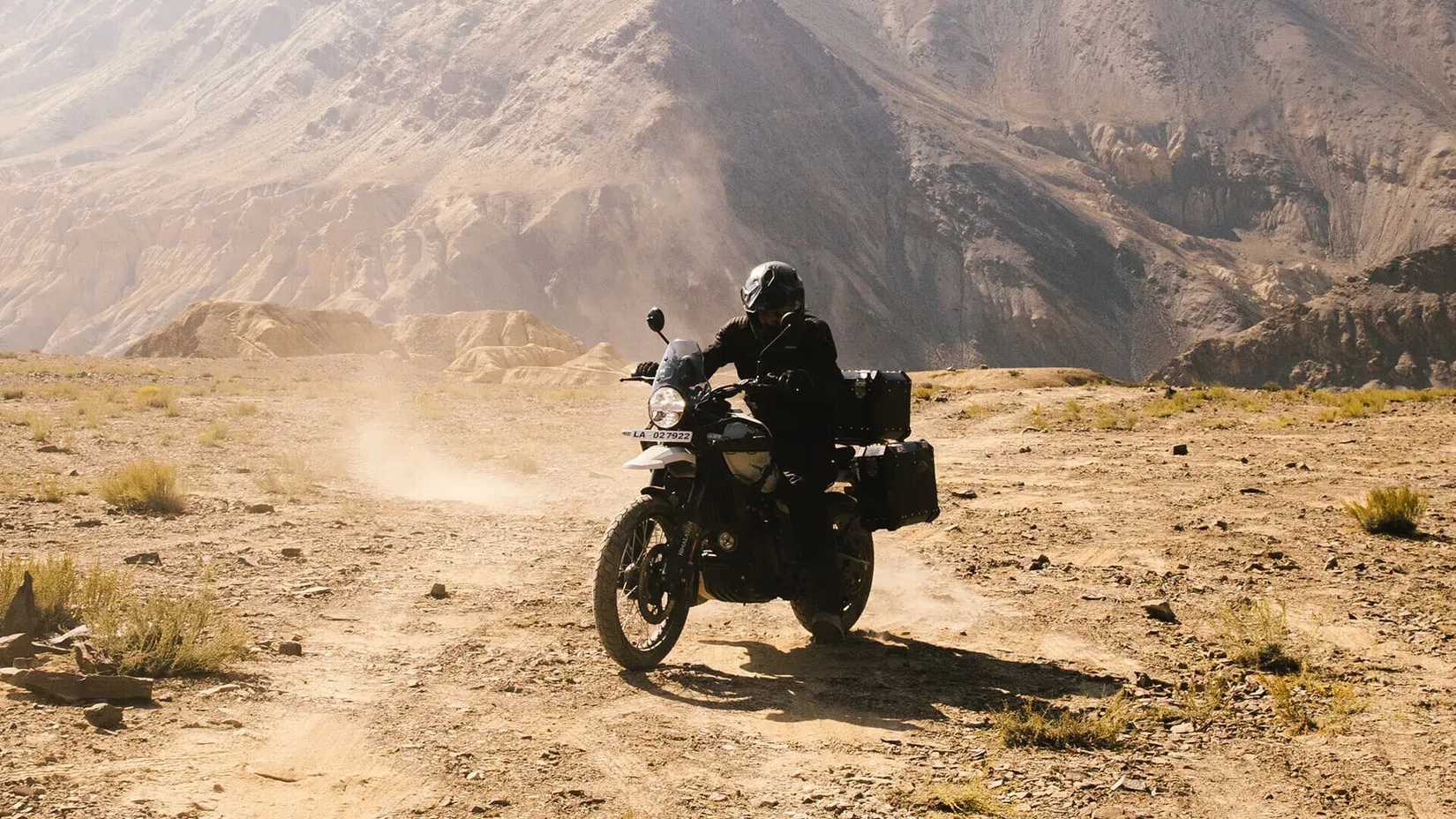 Royal Enfield Himalayan 450 off-roading with touring accessories
