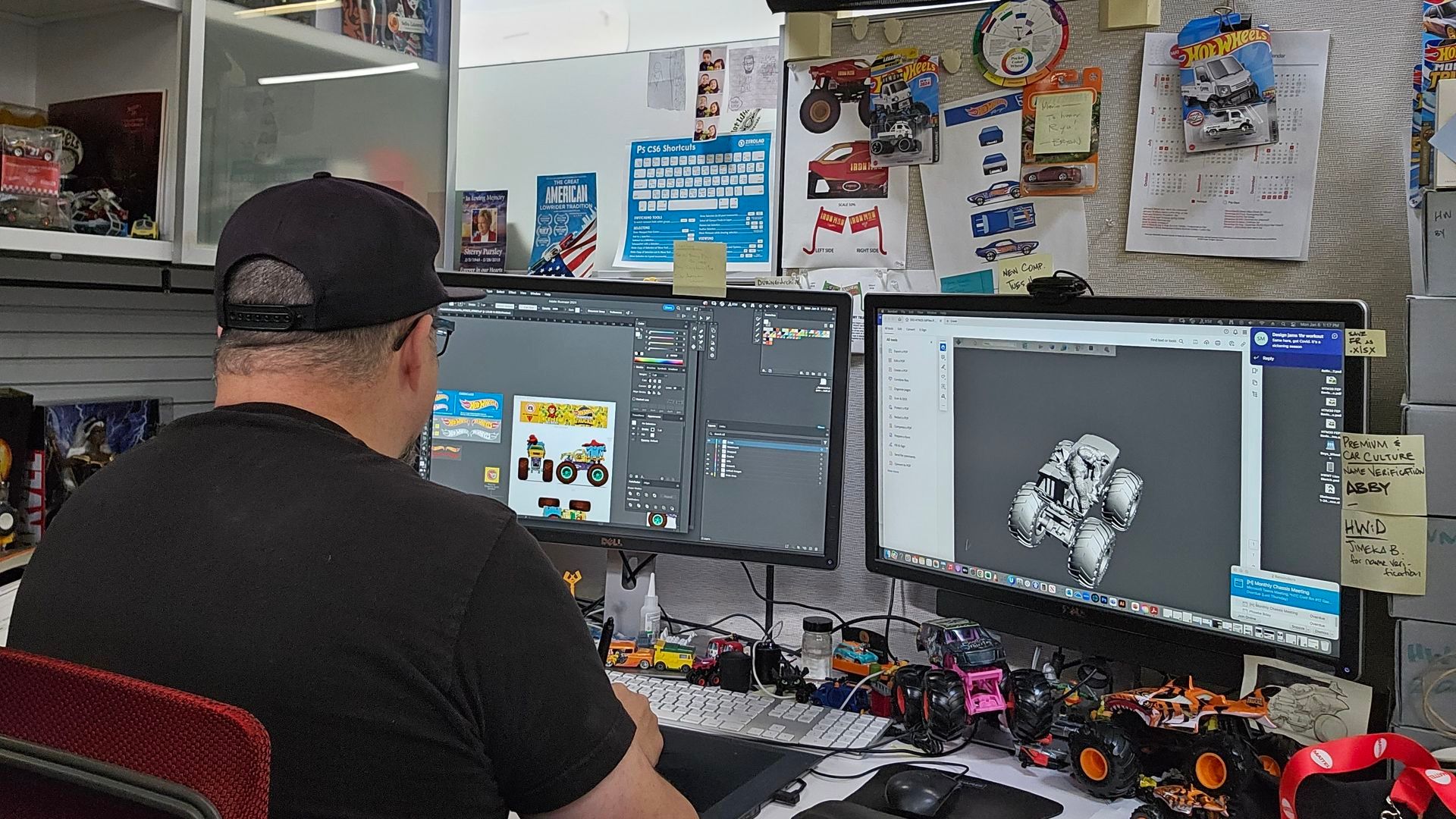 Mario Godoy desigining Hot Wheels