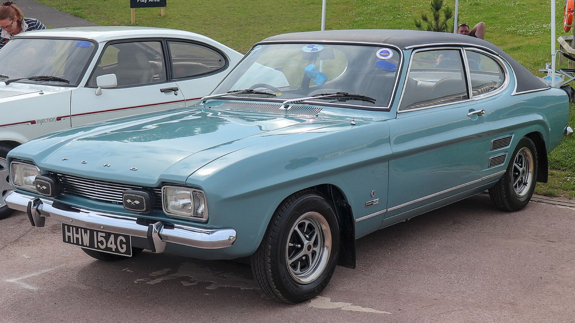 1969 Ford Capri in blue Posing in parking lot 