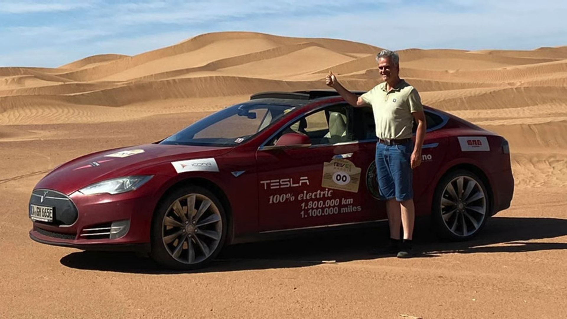 Million Mile Tesla Model S desert