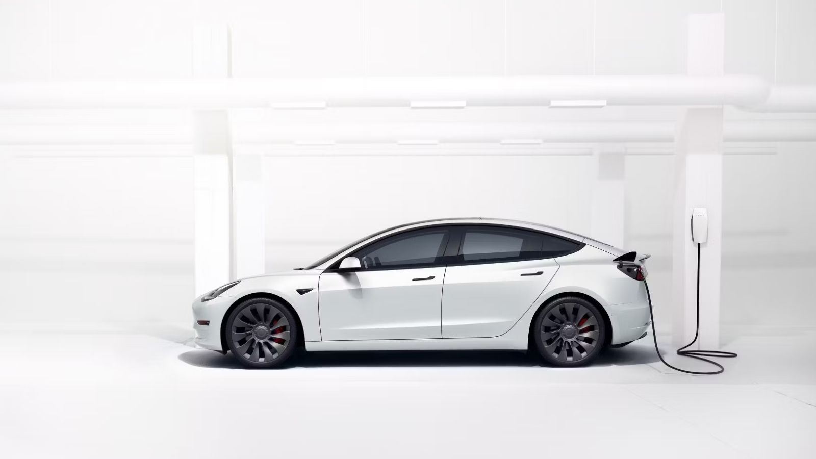 White Tesla Model 3 