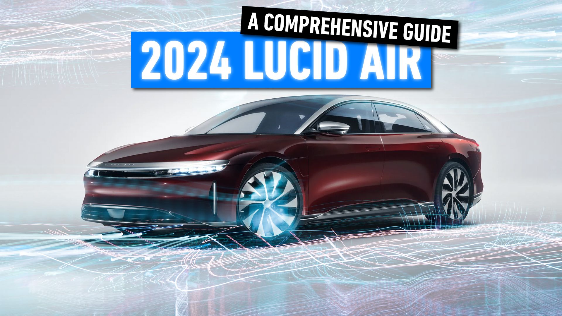 Red 2024 Lucid Air Comprehensive Guide custom image text overlay