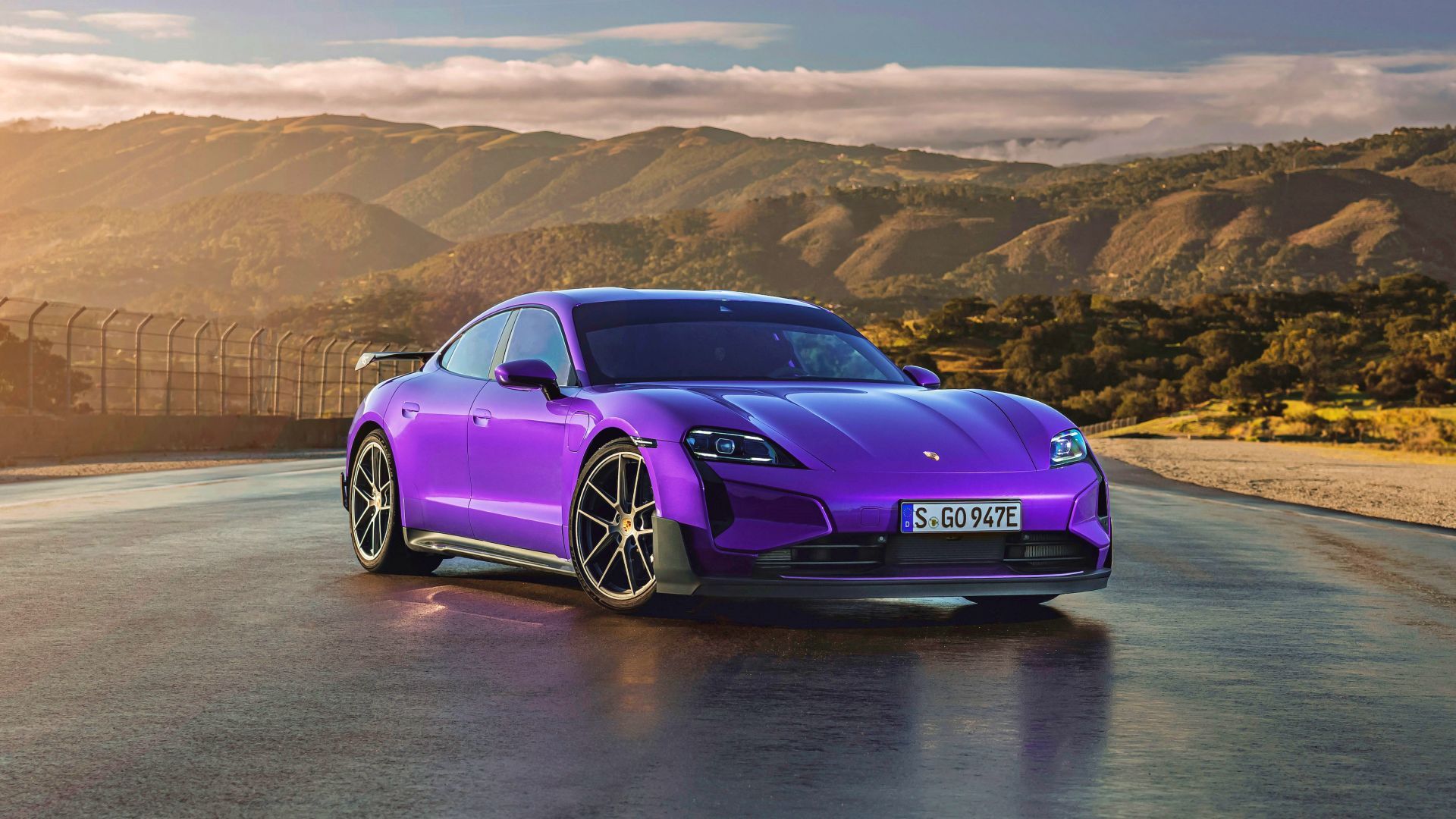 Purple 2025 Porsche Taycan Turbo GT