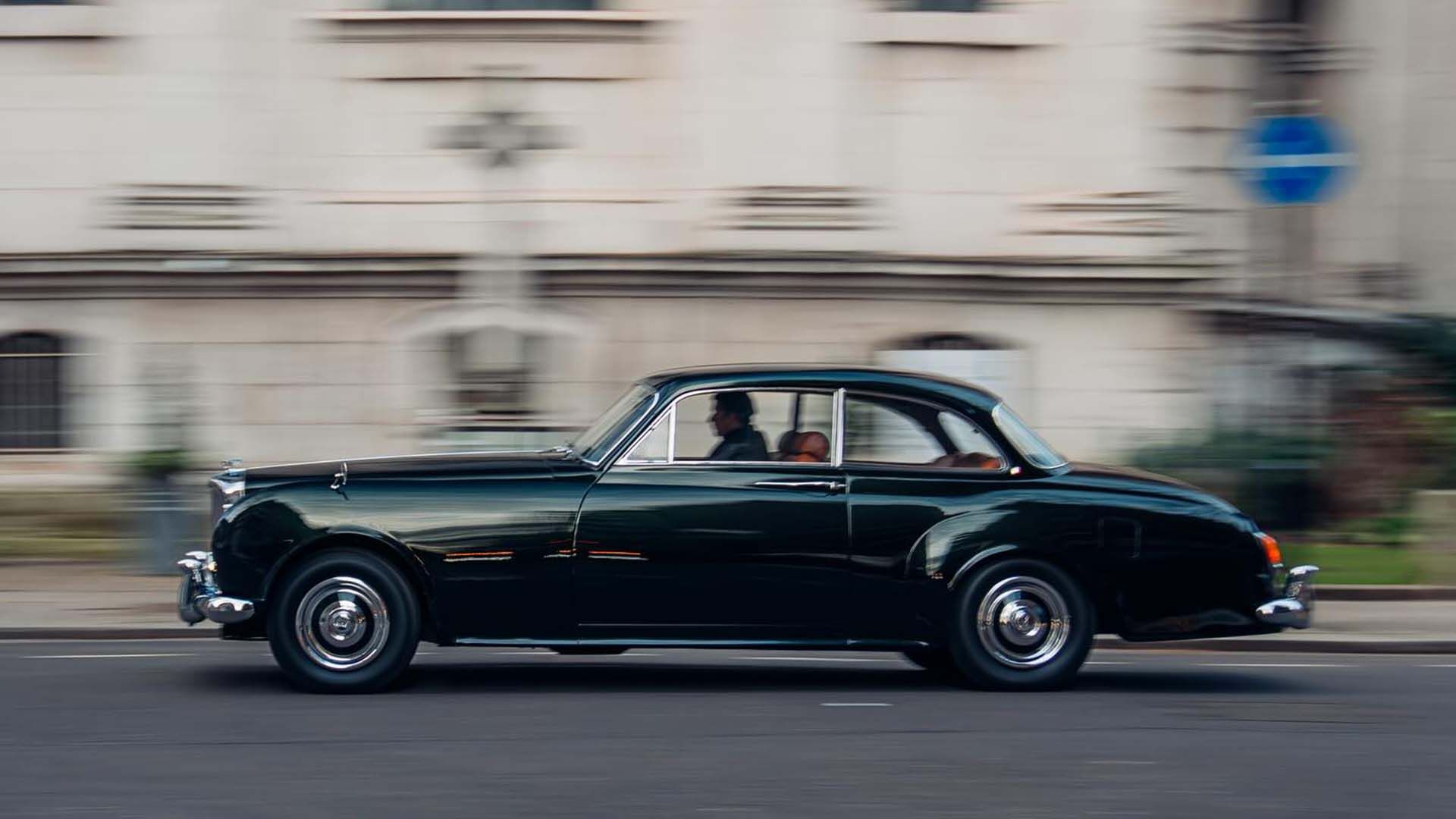 1962 Bentley S2 Continental, converted to EV by Lunaz Design, profile view in motion