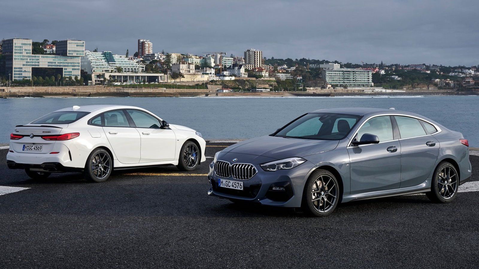 Side-by-side shot of the 2023 BMW 228i and M235i Gran Coupe
