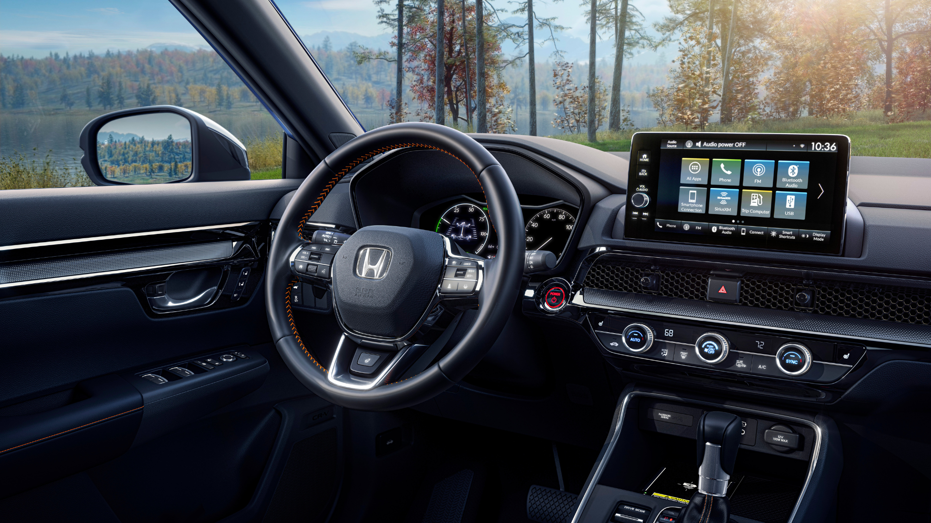 Interior do Honda CR-V Hybrid Sport Touring 2024