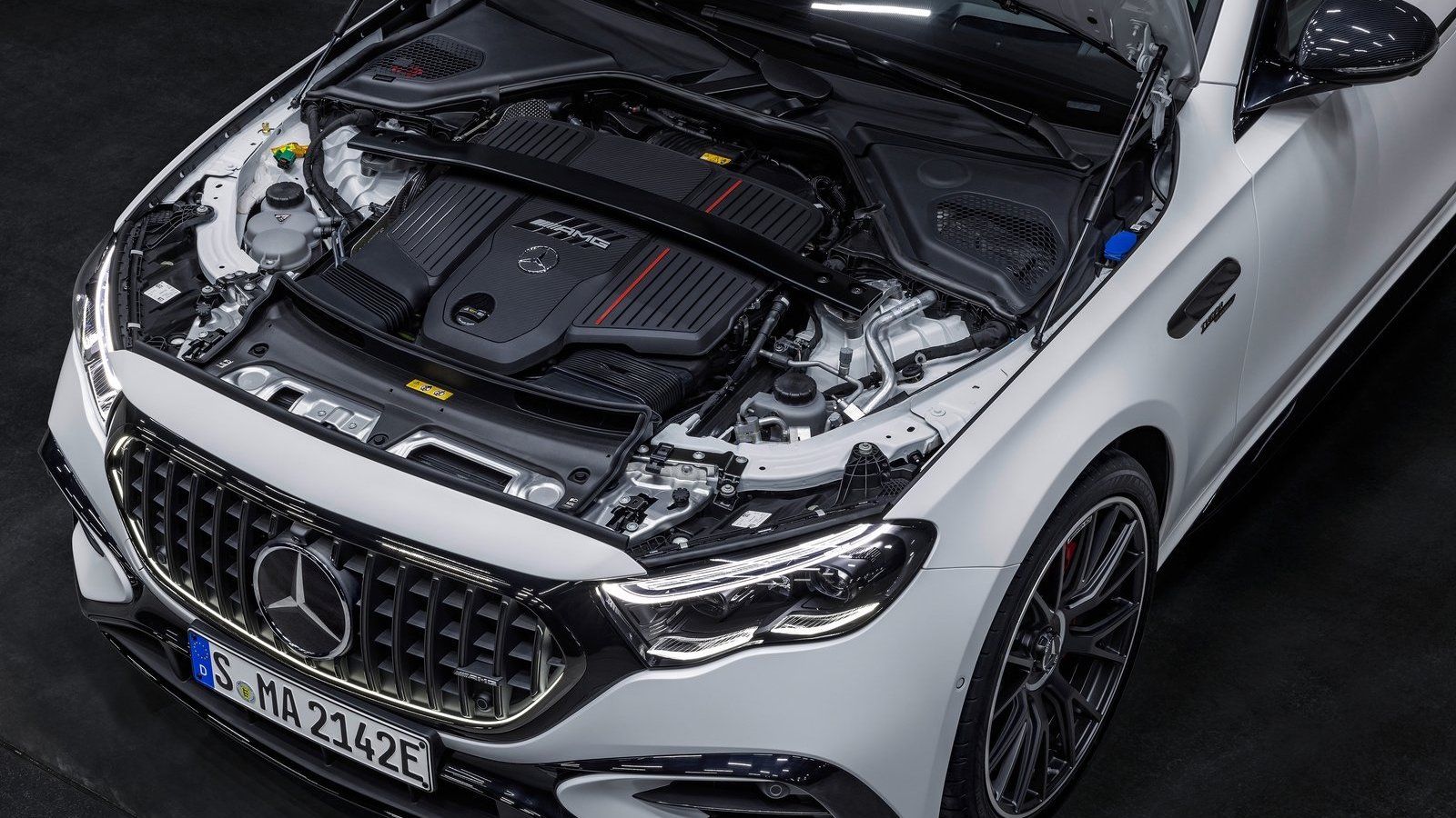 The engine of a 2024 Mercedes-AMG E53 Hybrid 4Matic+