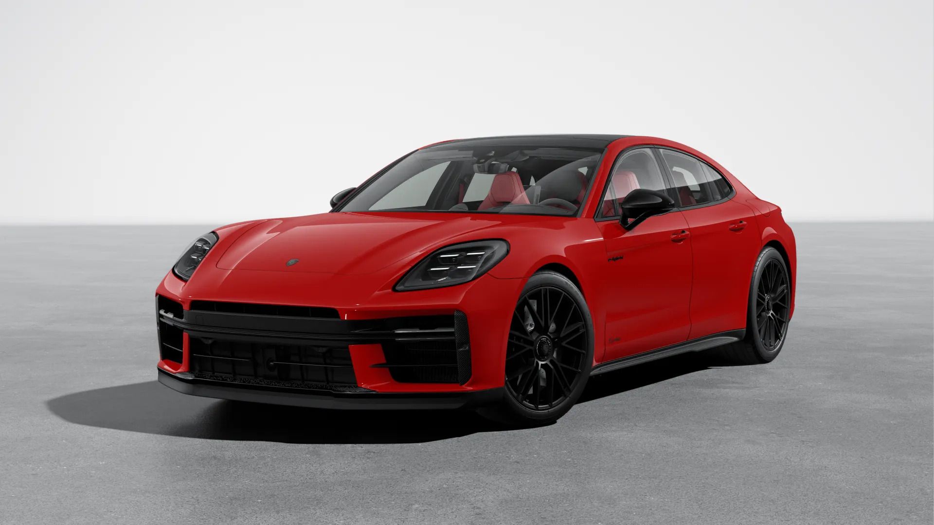 Red Panamera Turbo E-Hybrid front-quarter