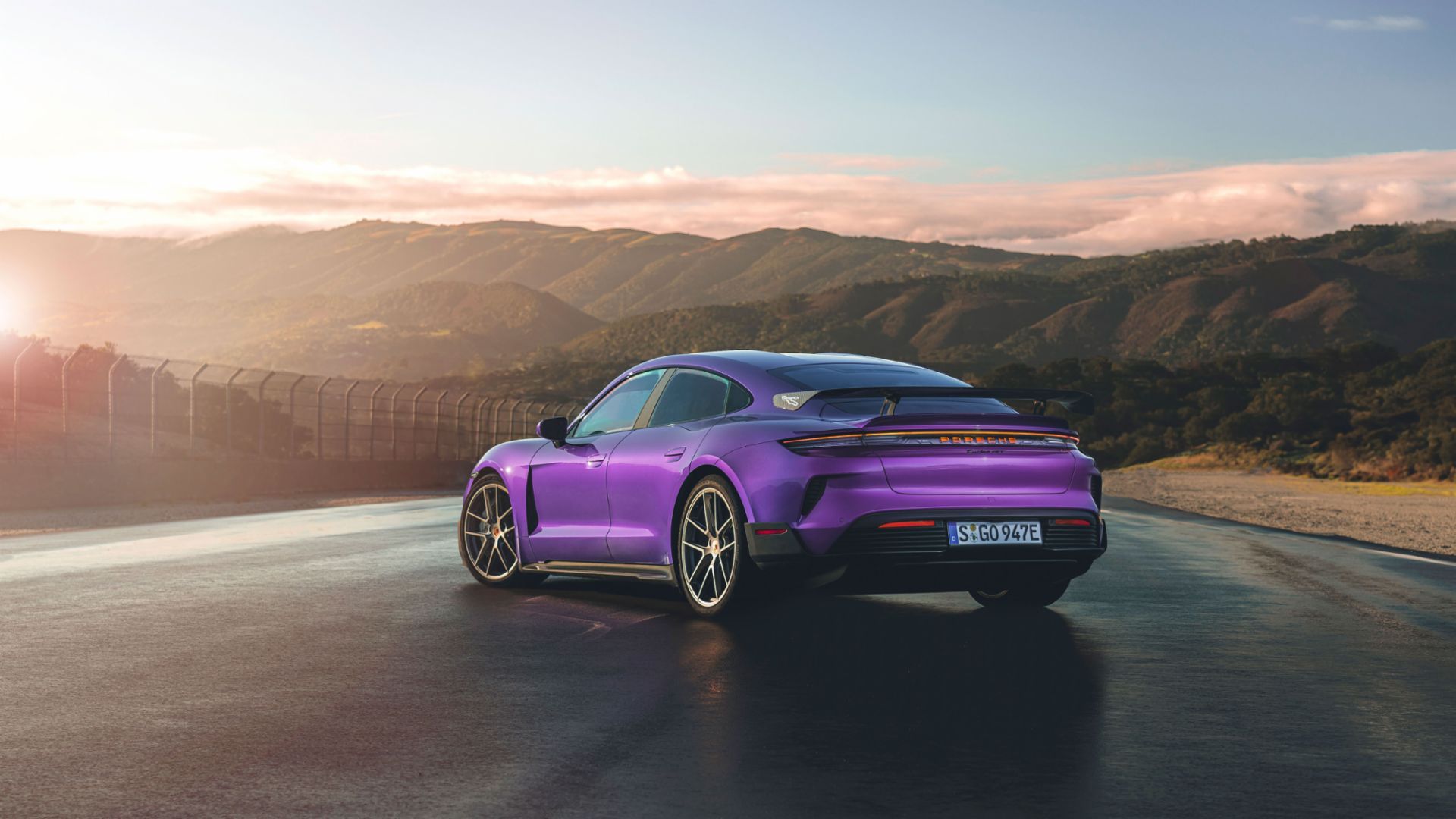 Sky Purple Metallic Porsche Taycan Turbo GT with Weissach Package