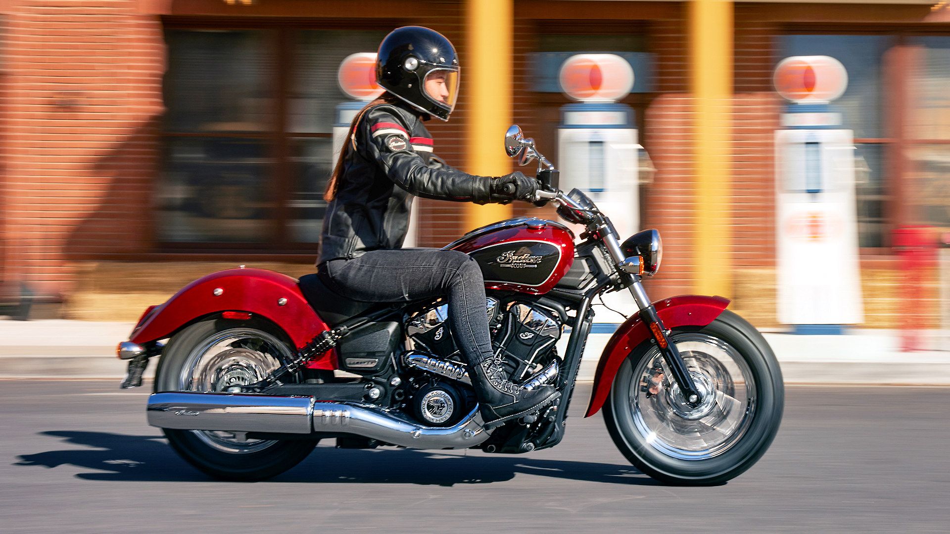 2025 Indian Scout Classic Limited cruising through town