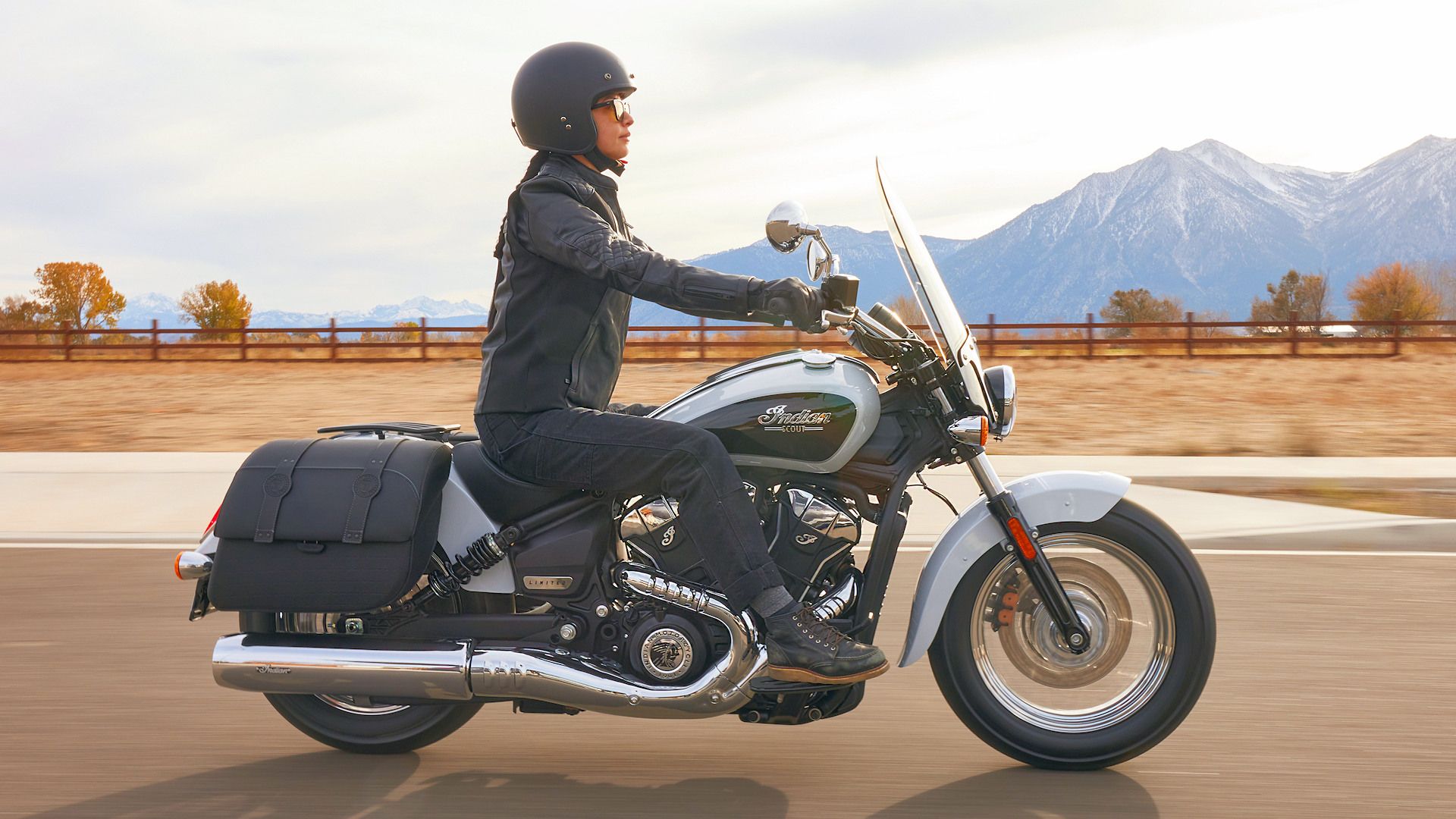 2025 Indian Scout Classic Limited w-Overnighter cruising on the road
