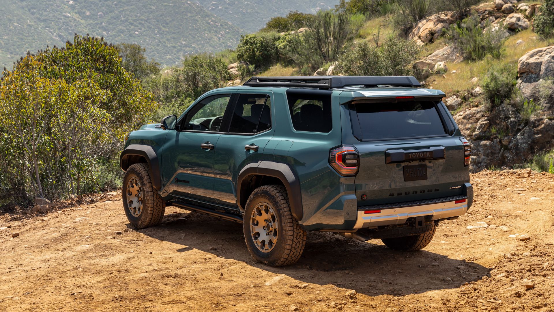 Rear 3/4 view of a 2025 Toyota 4Runner Trailhunter
