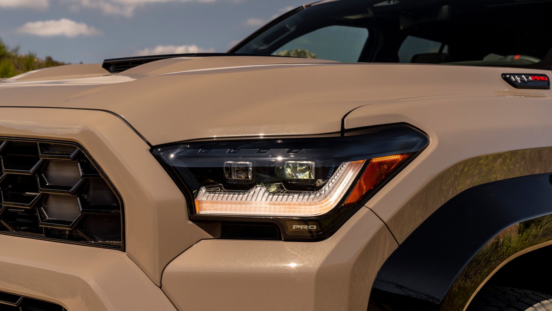 Headlights of a 2025 Toyota 4Runner TRD Pro