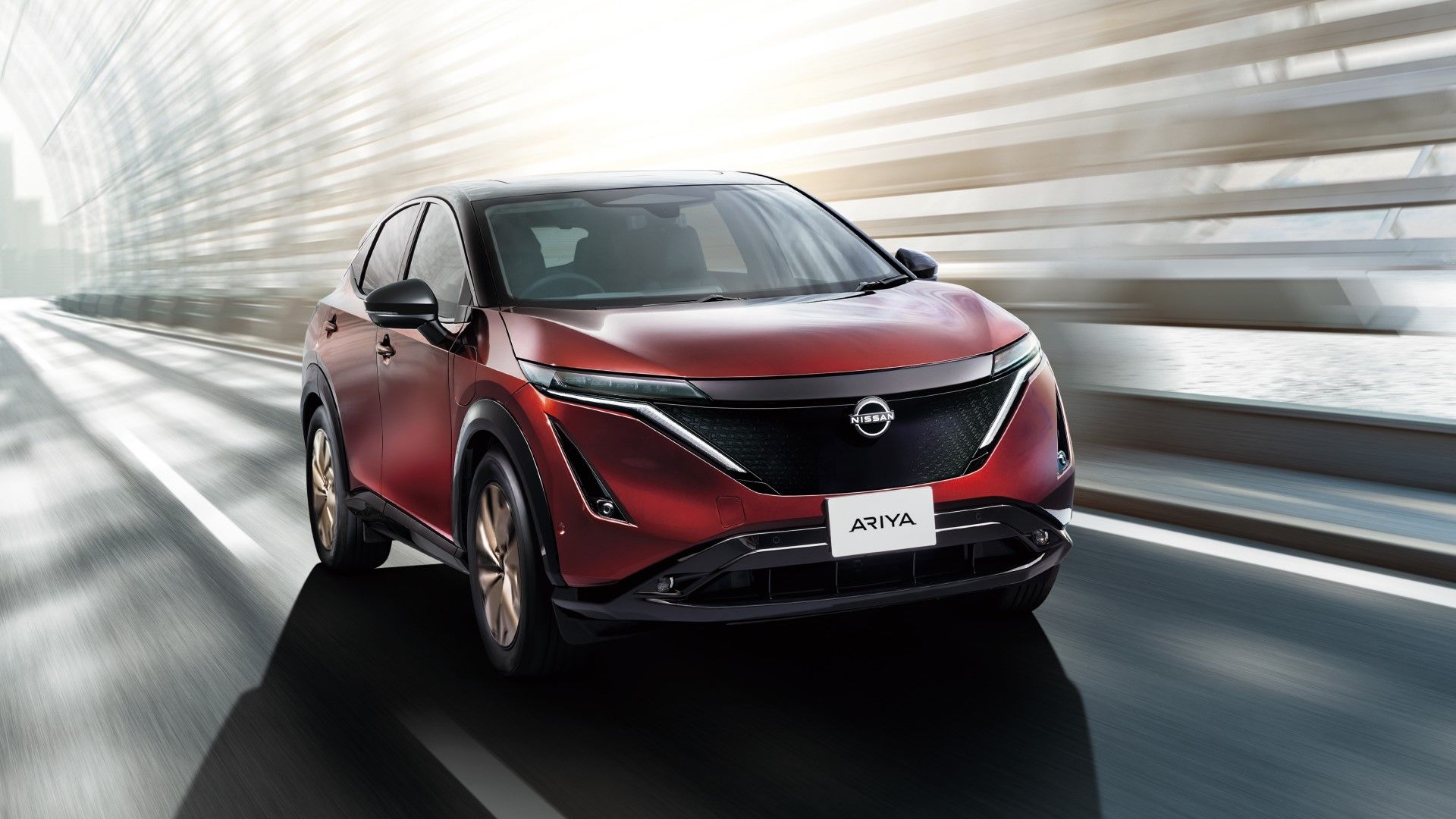 Nissan Ariya front-quarter tracking