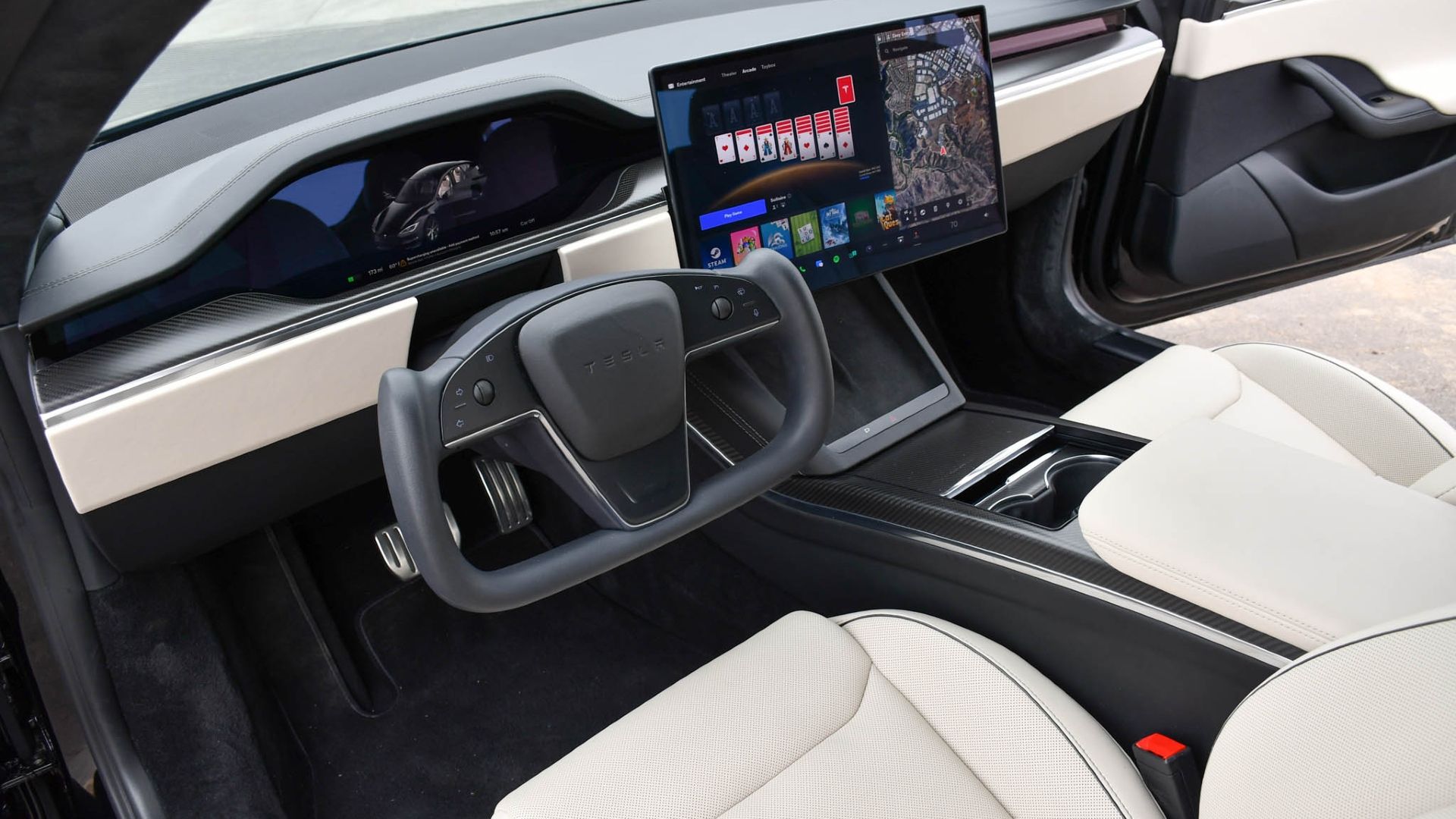 2022 Tesla Model S Plaid Interior showing the cockpit