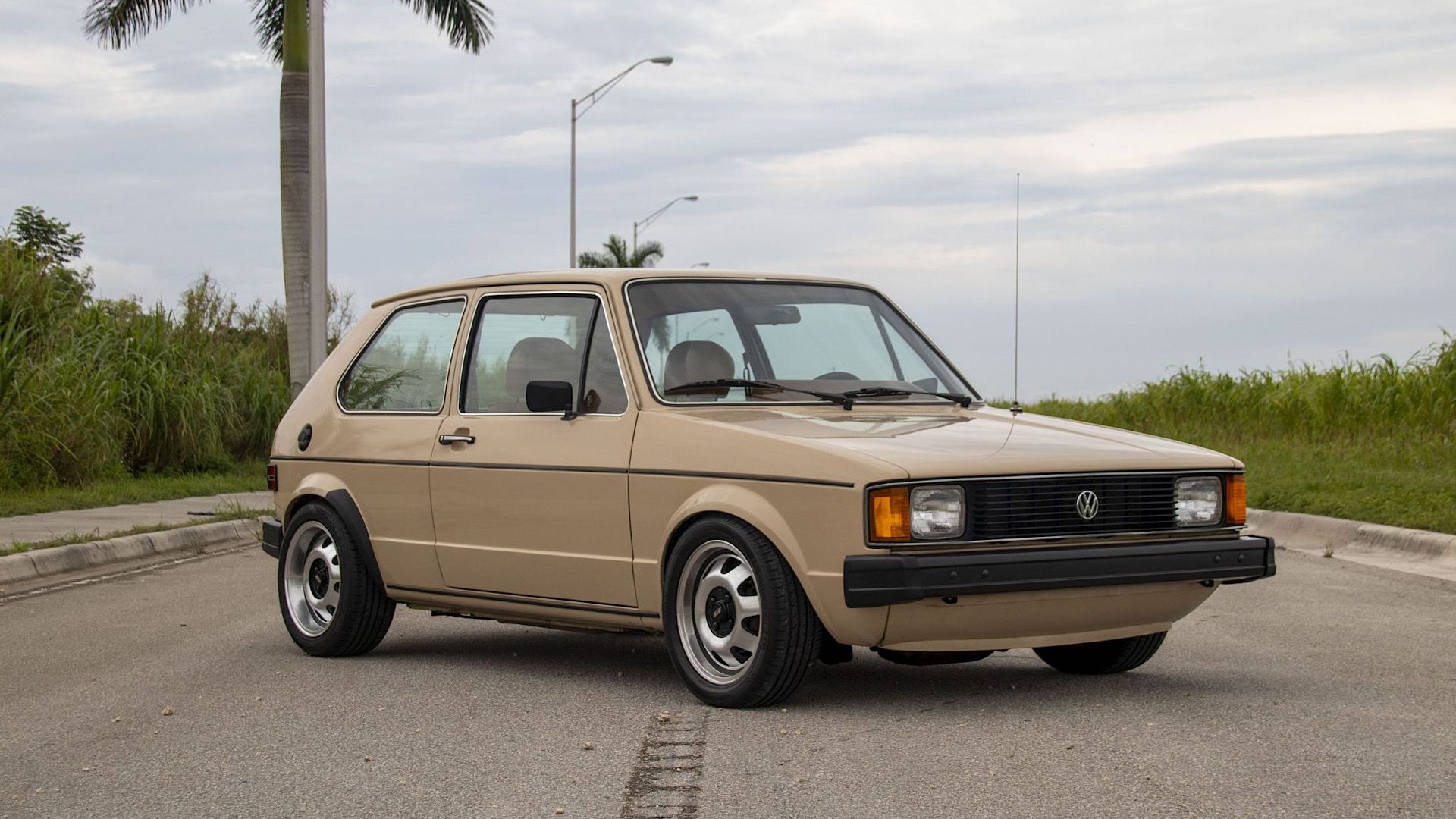 1982 Volkswagen Rabbit L 2-Door 4-Speed in beige Posing on road