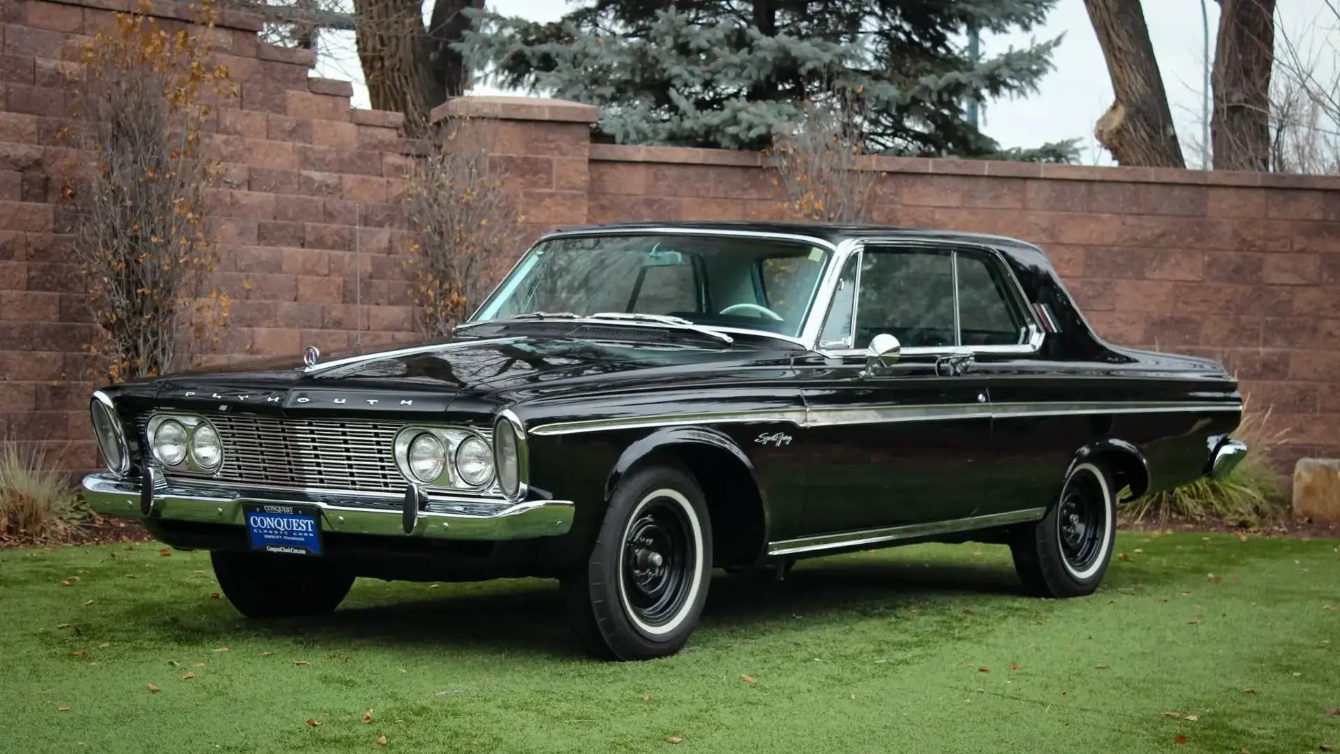 Black 1963 Plymouth Fury front quarter view