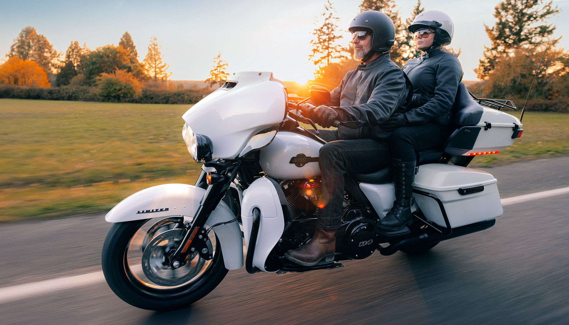 Rider and passenger on a 2024 Harley-Davidson Ultra Limited