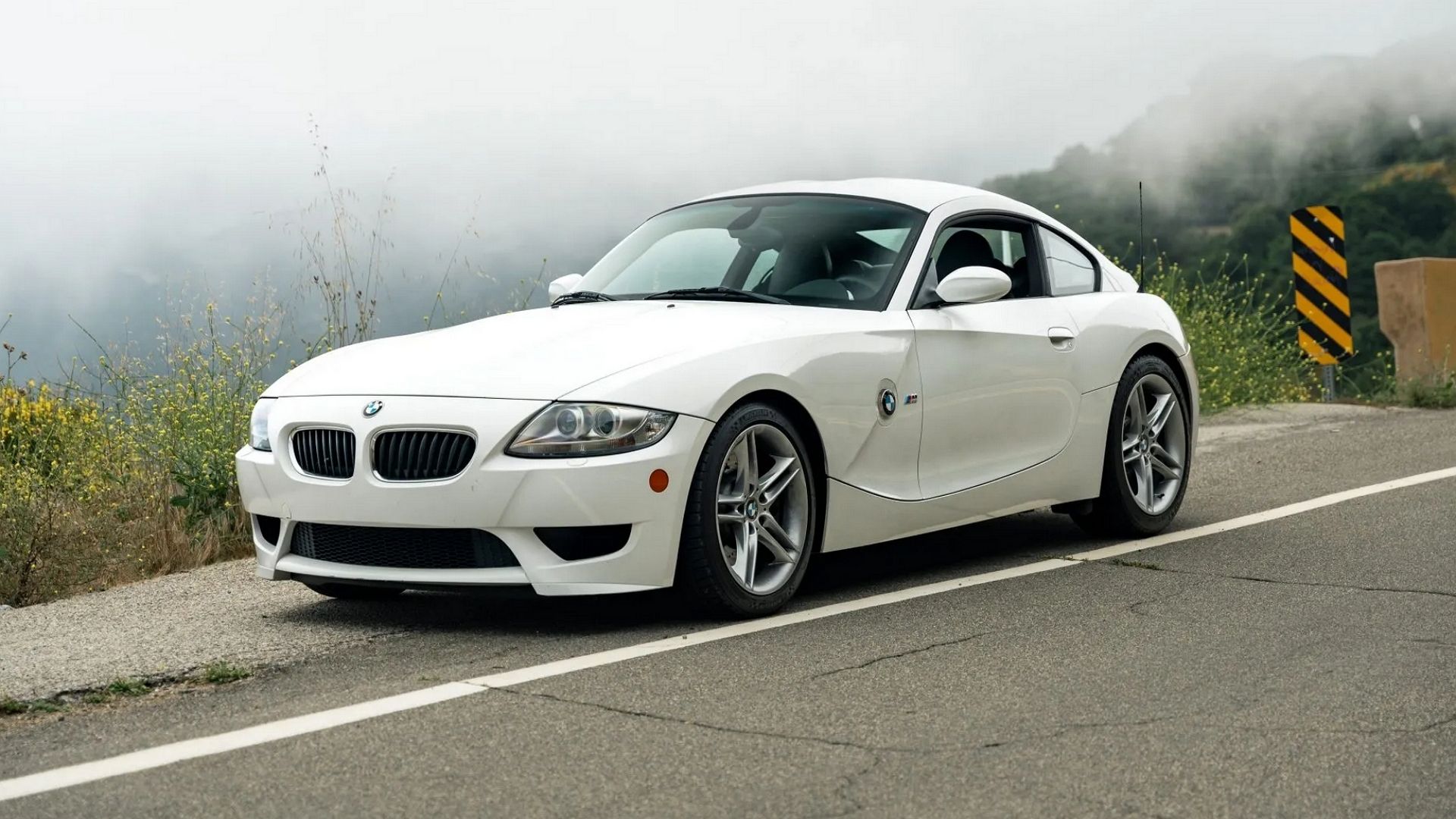 A front 3/4 shot of a White 2007 Z4 M Coupe.