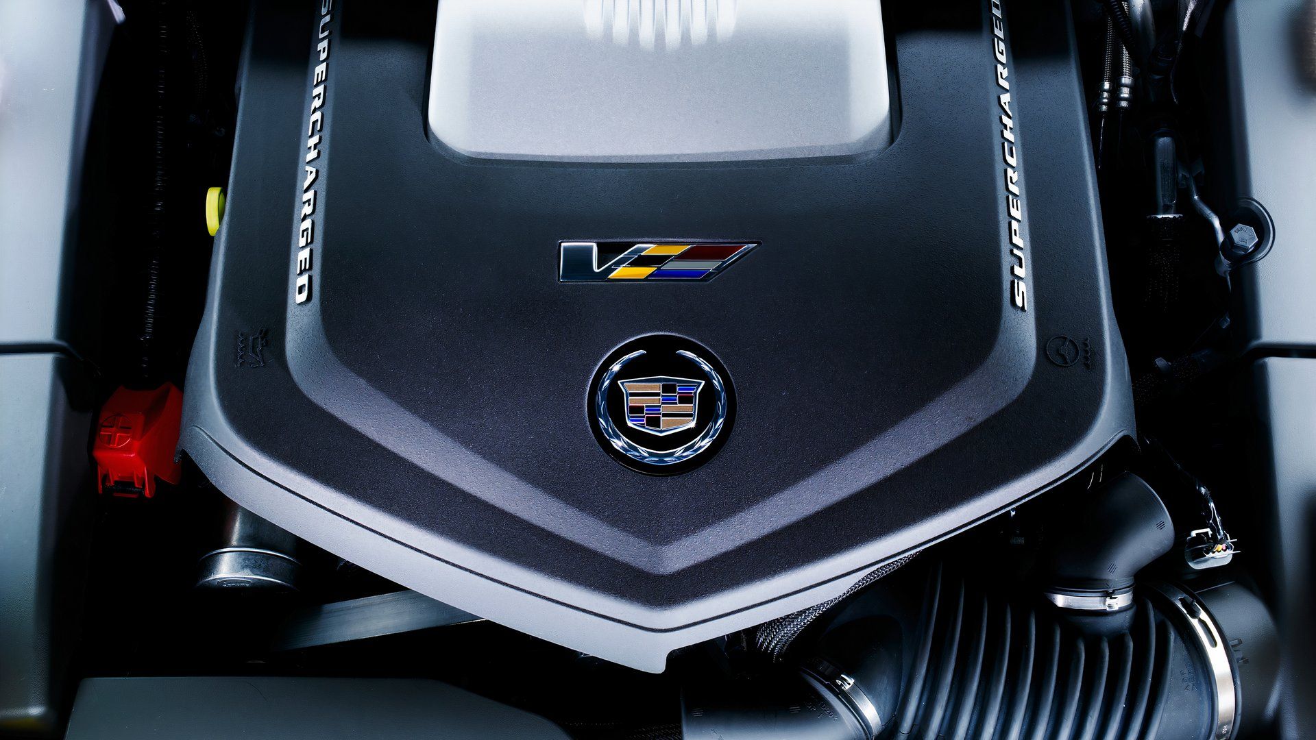 Close Up Of 2012 Cadillac CTS-V Sedan Supercharged V-8 Engine