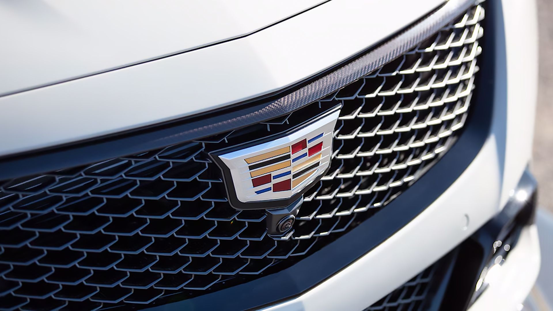 A White 2024 Cadillac CT5-V Blackwing's Grille
