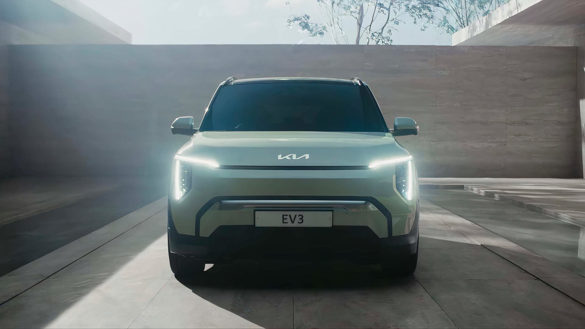 Vista frontal de um Kia EV3 2025