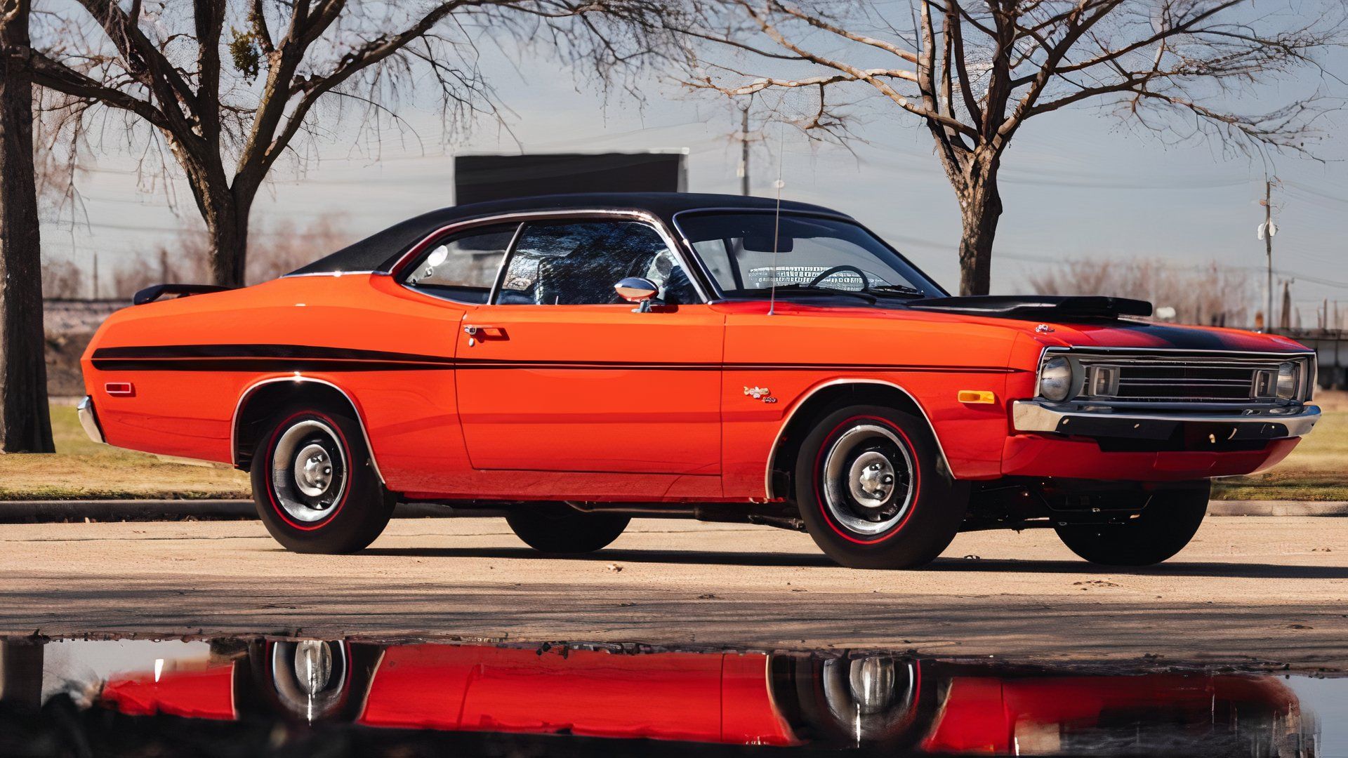 Vista lateral do Dodge Dart Demon 1972