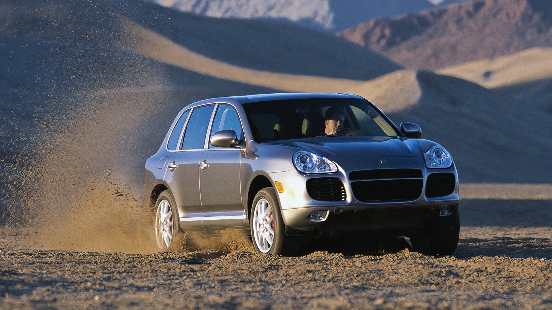 Silver 2004 Porsche Cayenne Turbo Driving Offroad