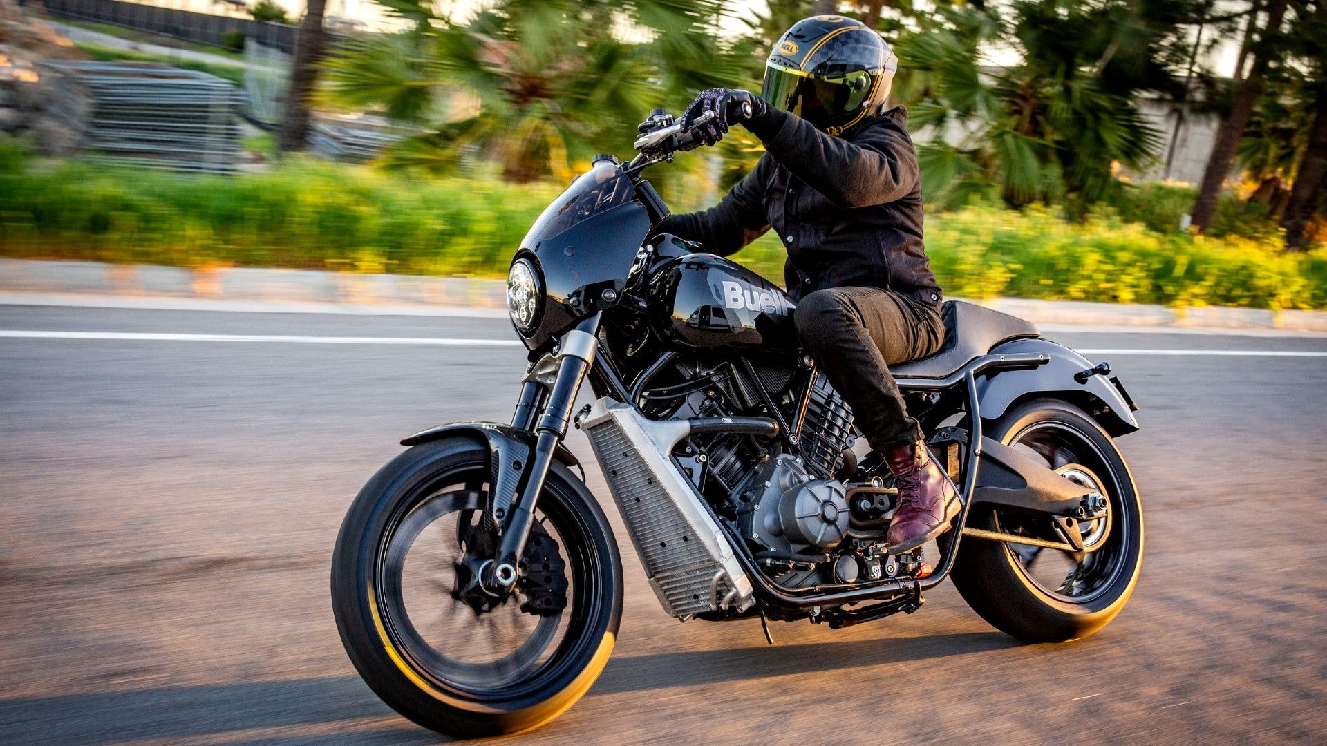 Buell Super Cruiser Side View In Street