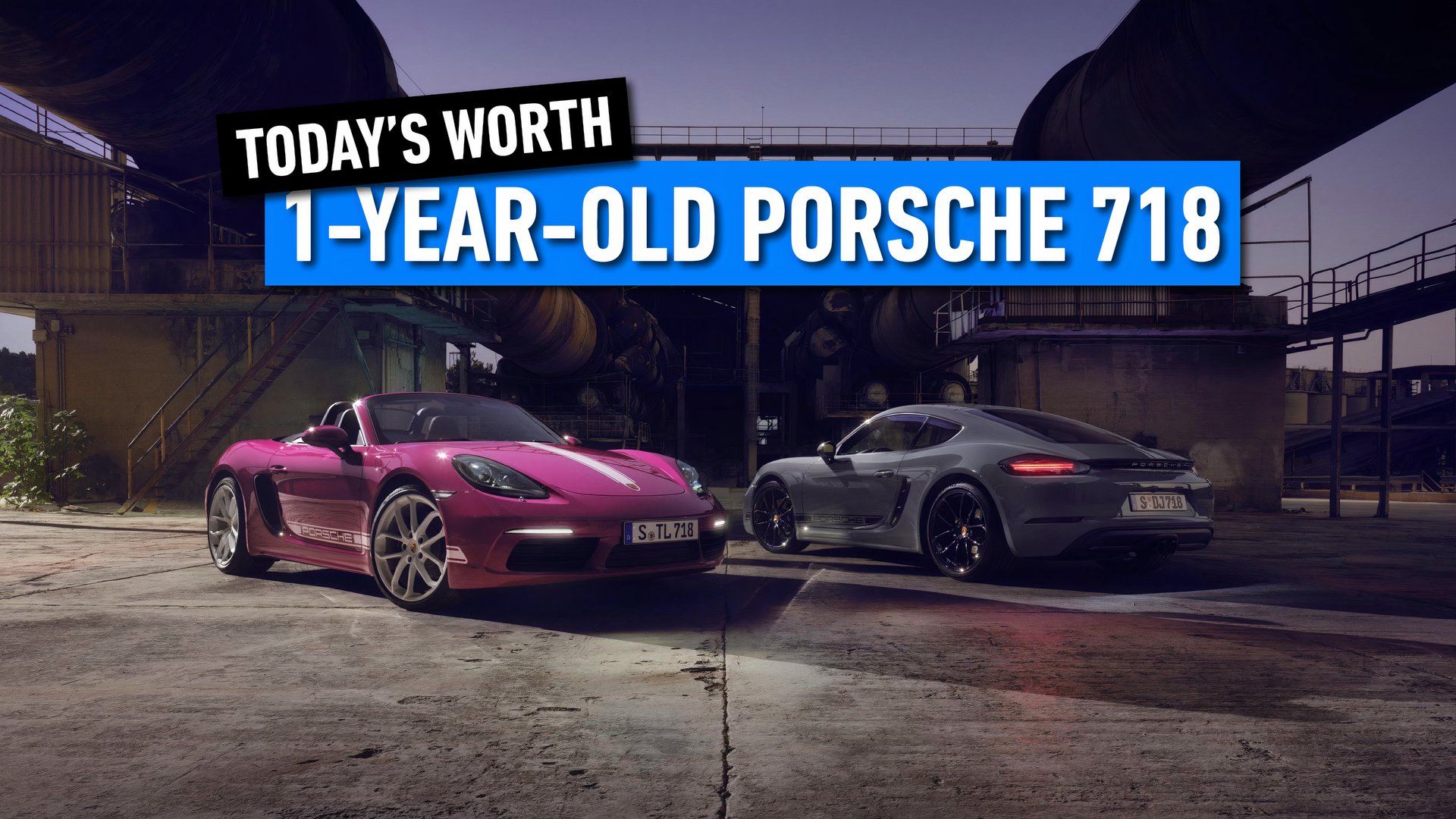 2023 Porsche 718 Cayman e Porsche 718 Boxster posando em frente à passarela