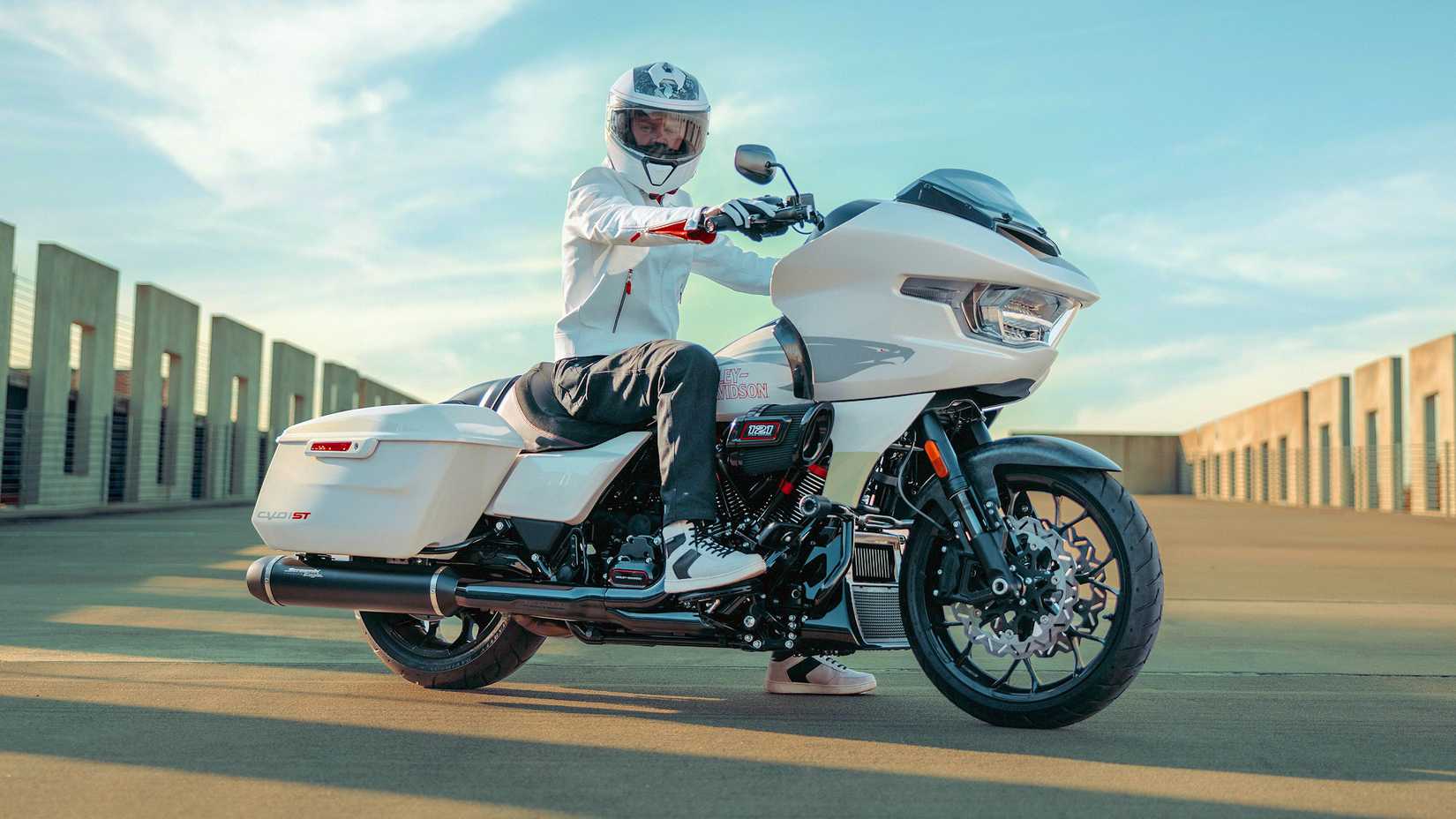 Rider is on a 2024 Harley-Davidson CVO Road Glide St.