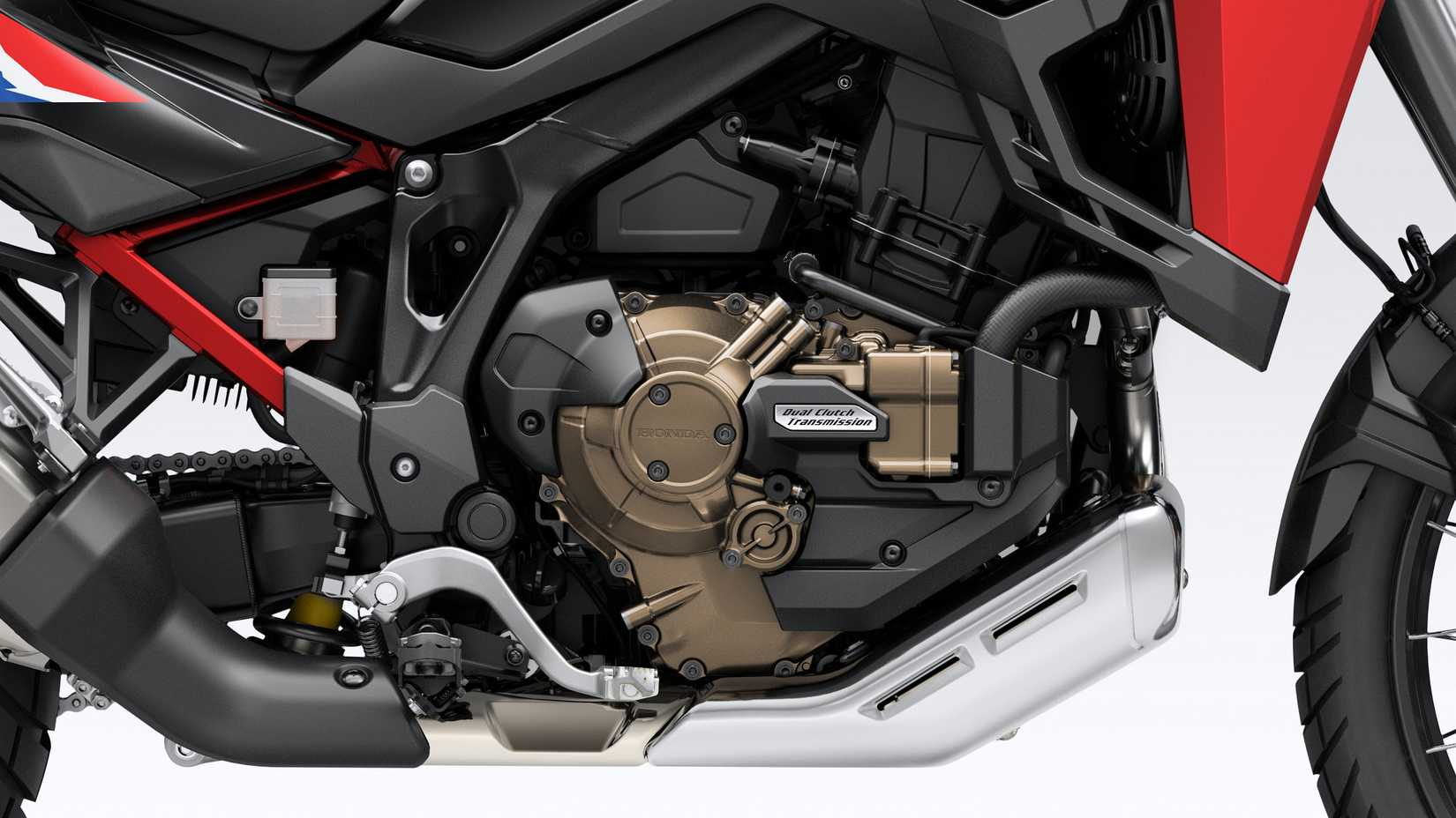 2024 Honda Africa Twin CRF1100L engine with DCT close-up detail