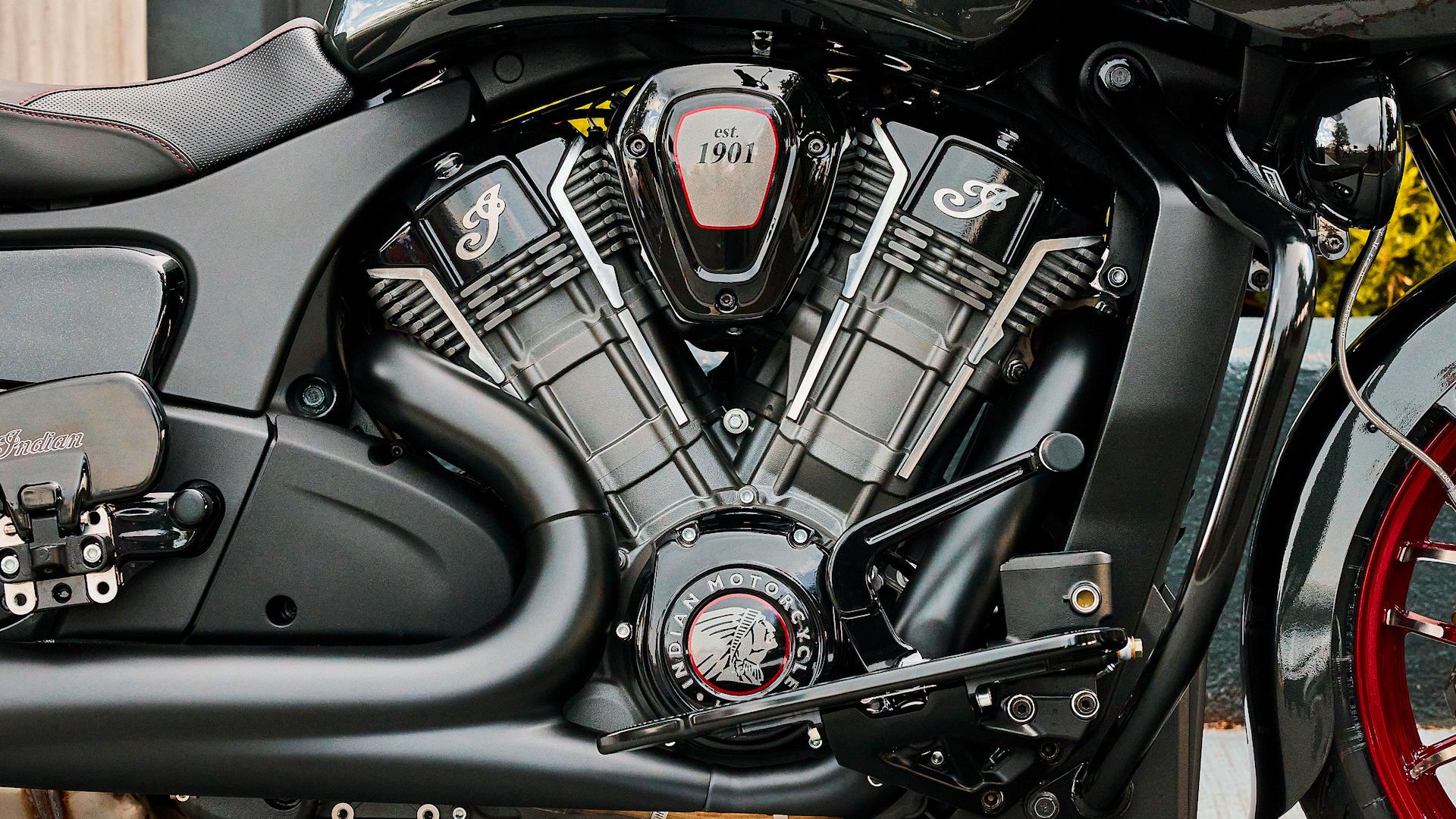 2024 Indian Challenger Elite engine close-up detail
