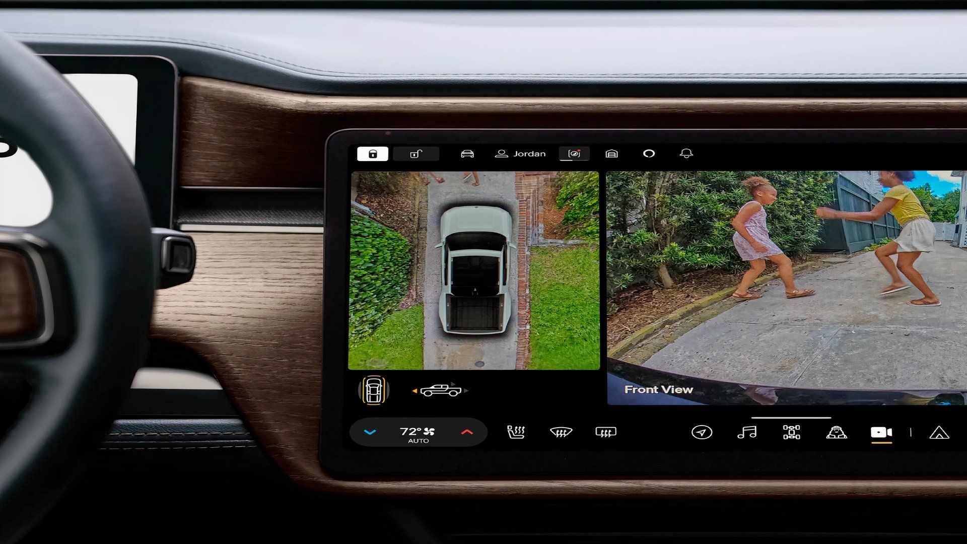 The interior of a 2025 Rivian R1S. 