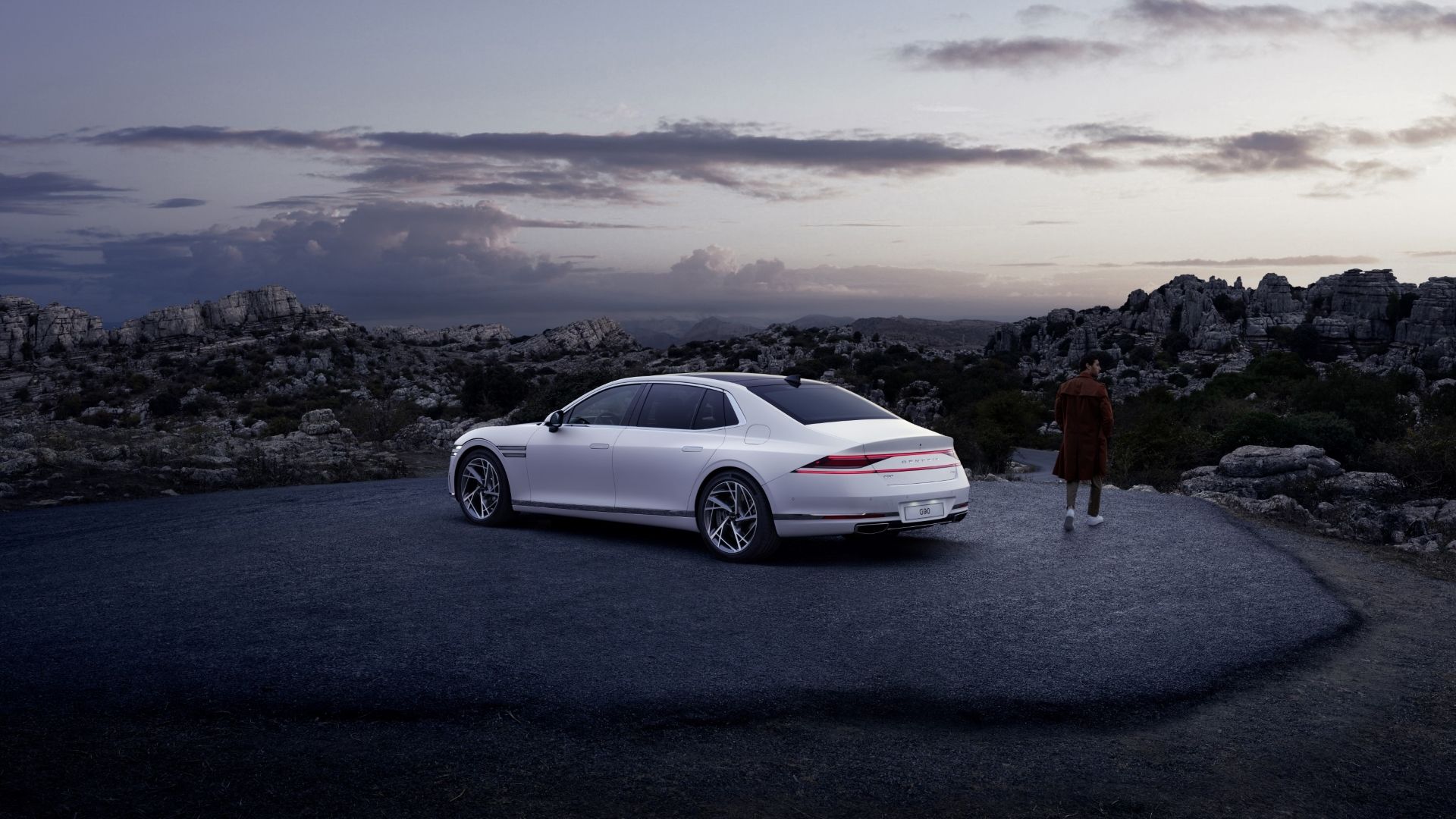 rear 3/4 shot of a 2024 Genesis G90 