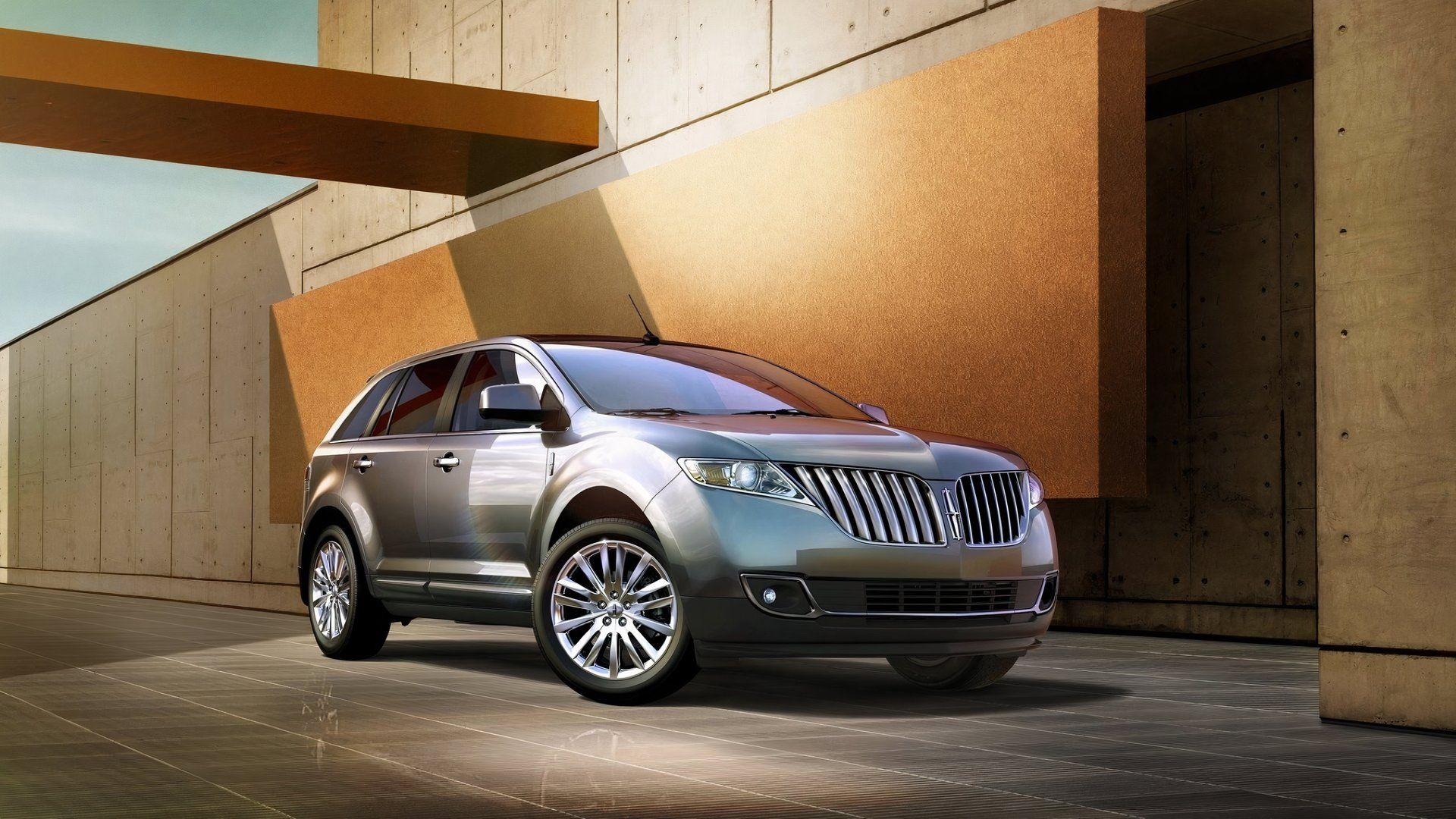 Foto frontal 3/4 de um Lincoln MKX 2015 estacionado