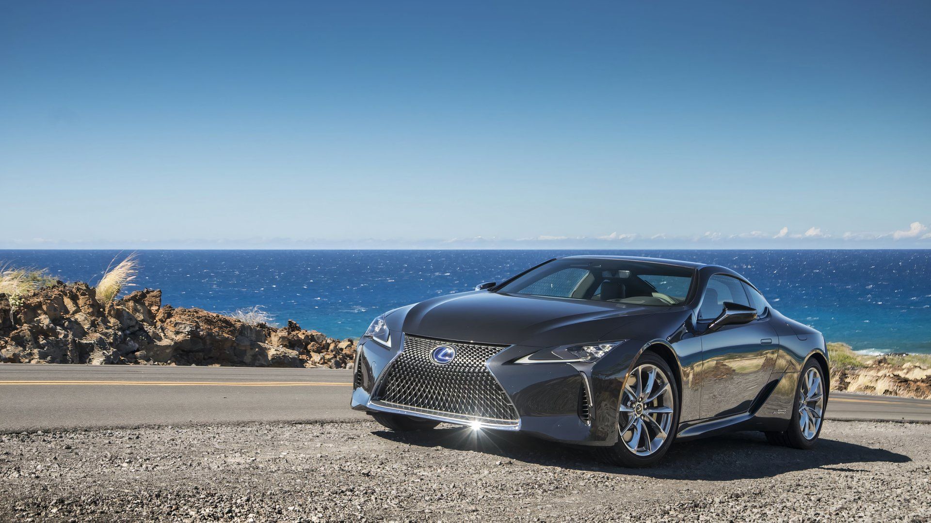 Front 3/4 shot of a 2021 Lexus LC 500h