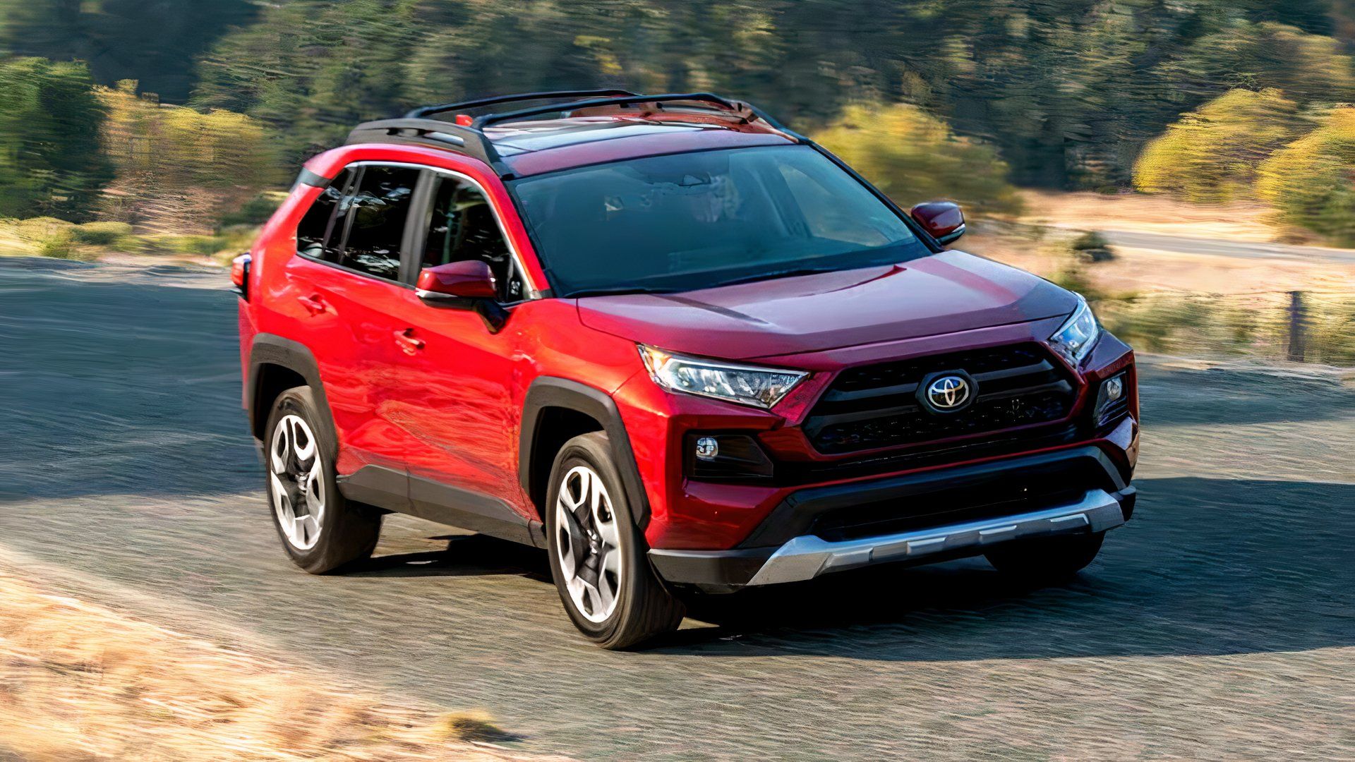 2019 Toyota RAV4 Adventure in red Posing on desert road