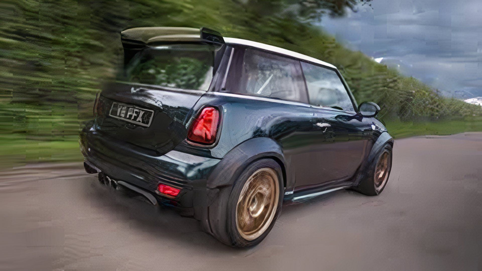 Visão traseira do quarto Powerflex V8 Mini Cooper
