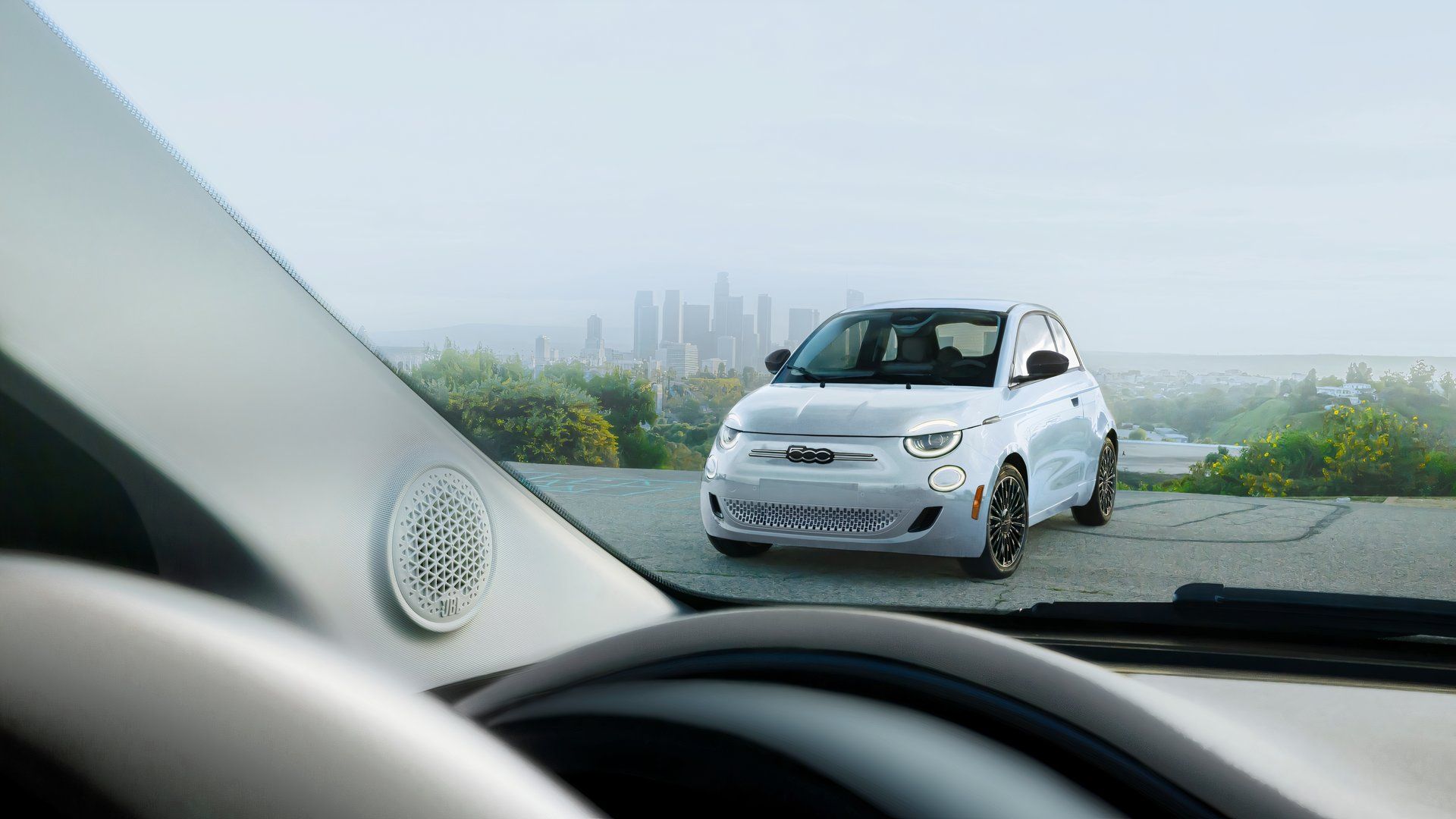 2024 Fiat 500e Front Through Windshield