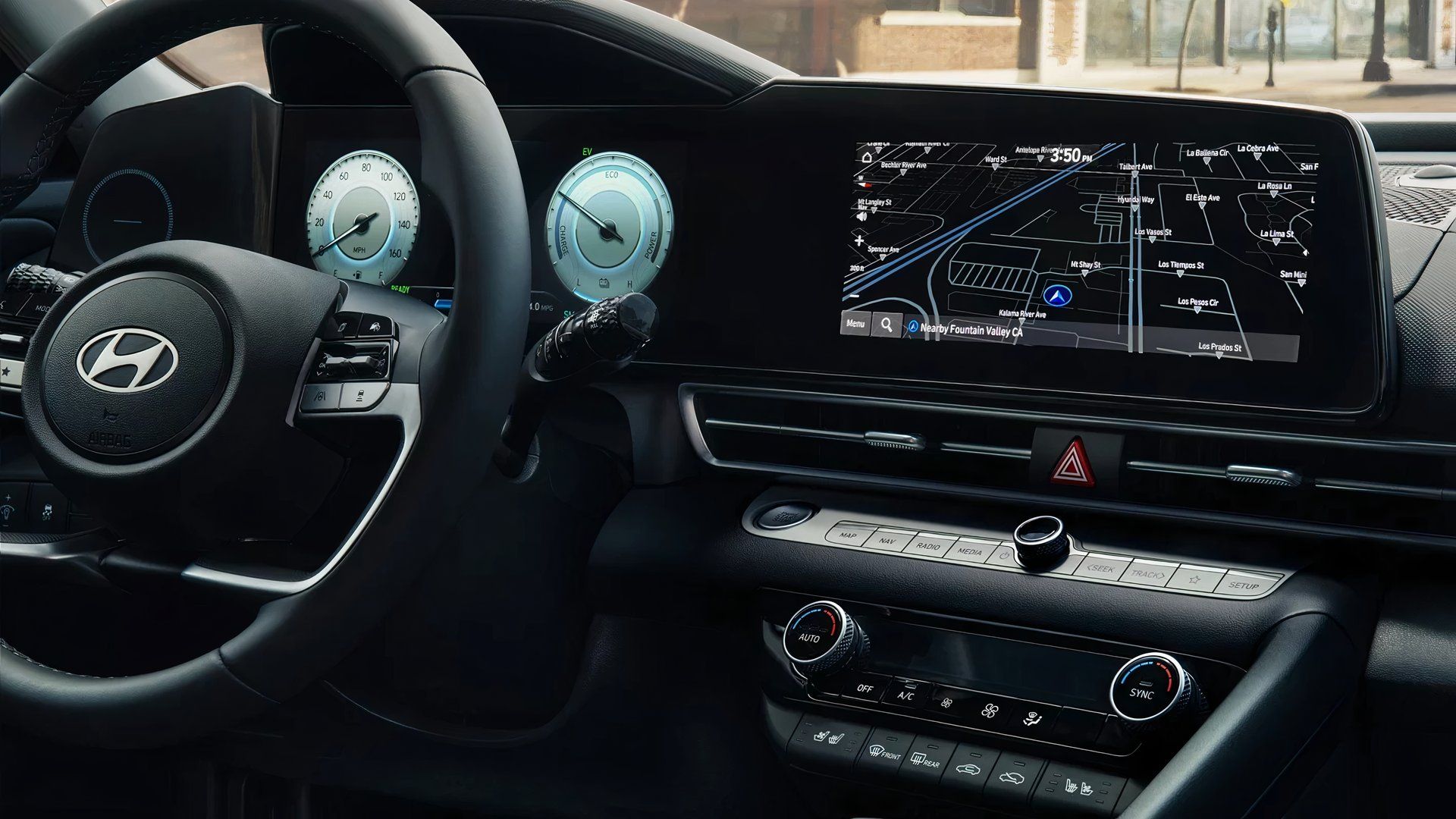 The Hyundai Elantra Hybrid interior.