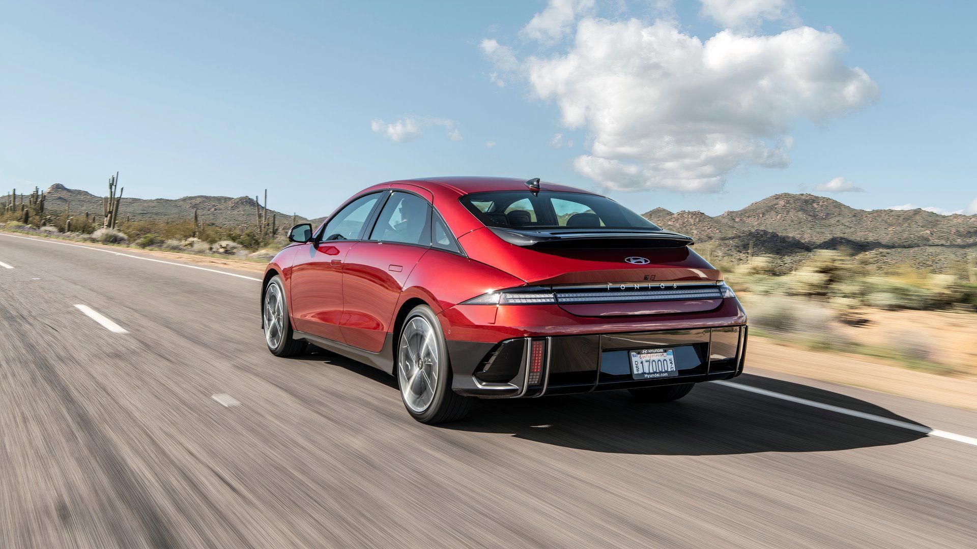 2024 Hyundai Ioniq 6 Limited Red Rear Driving