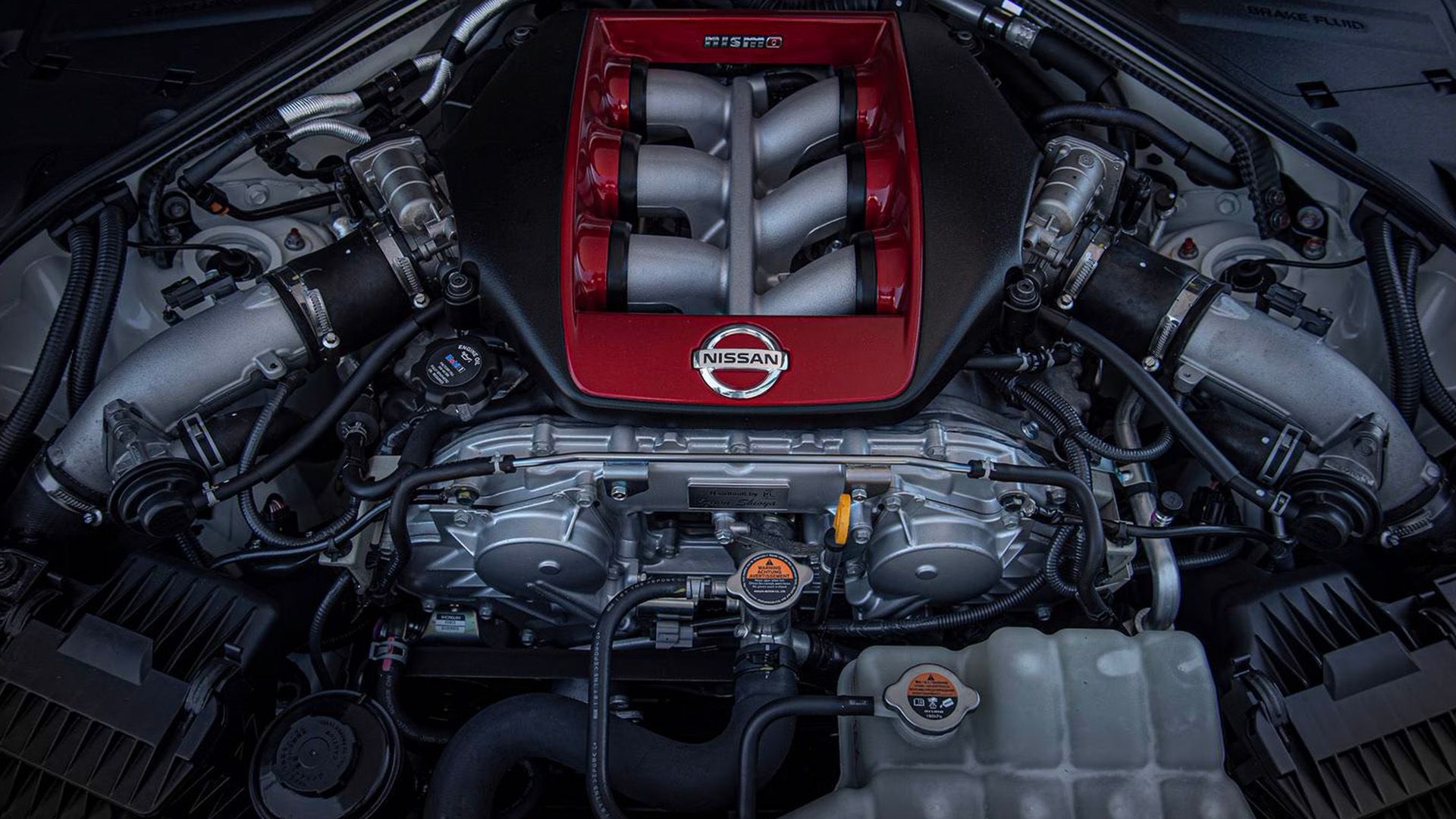 A shot of a 2023 Nissan GT-R's engine