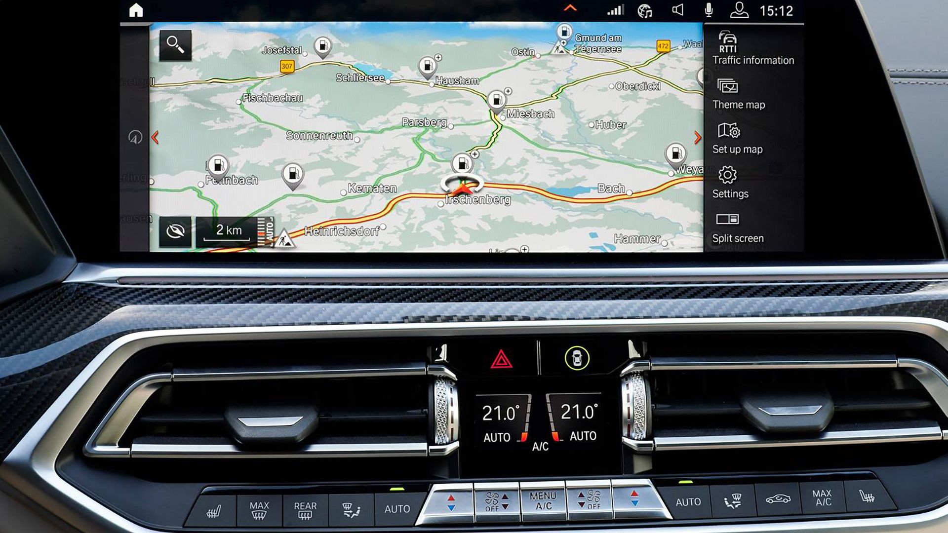 The infotainment system showing the navigational system at work in a 2023 BMW X6