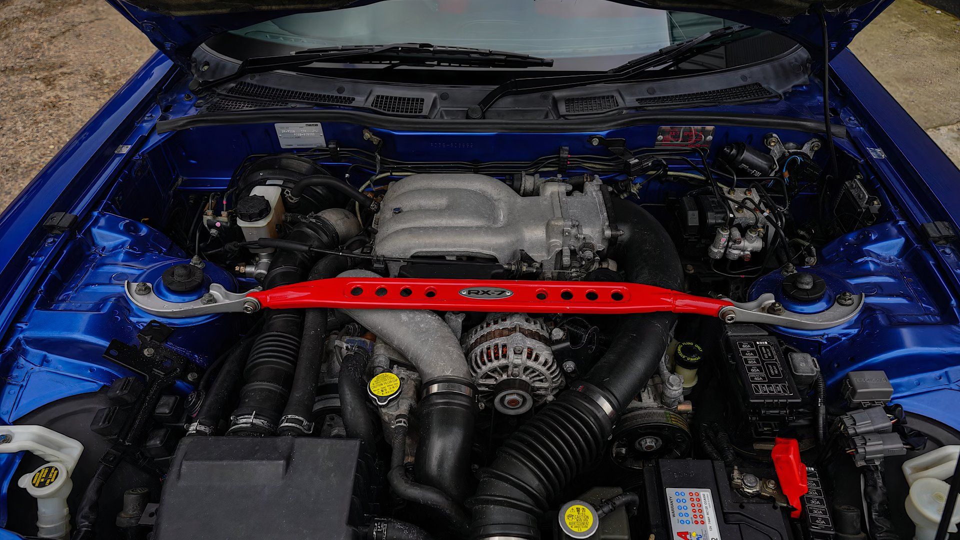 2002 Mazda RX-7 FD Spirit R engine bay showing 13B-REW Rotary Engine