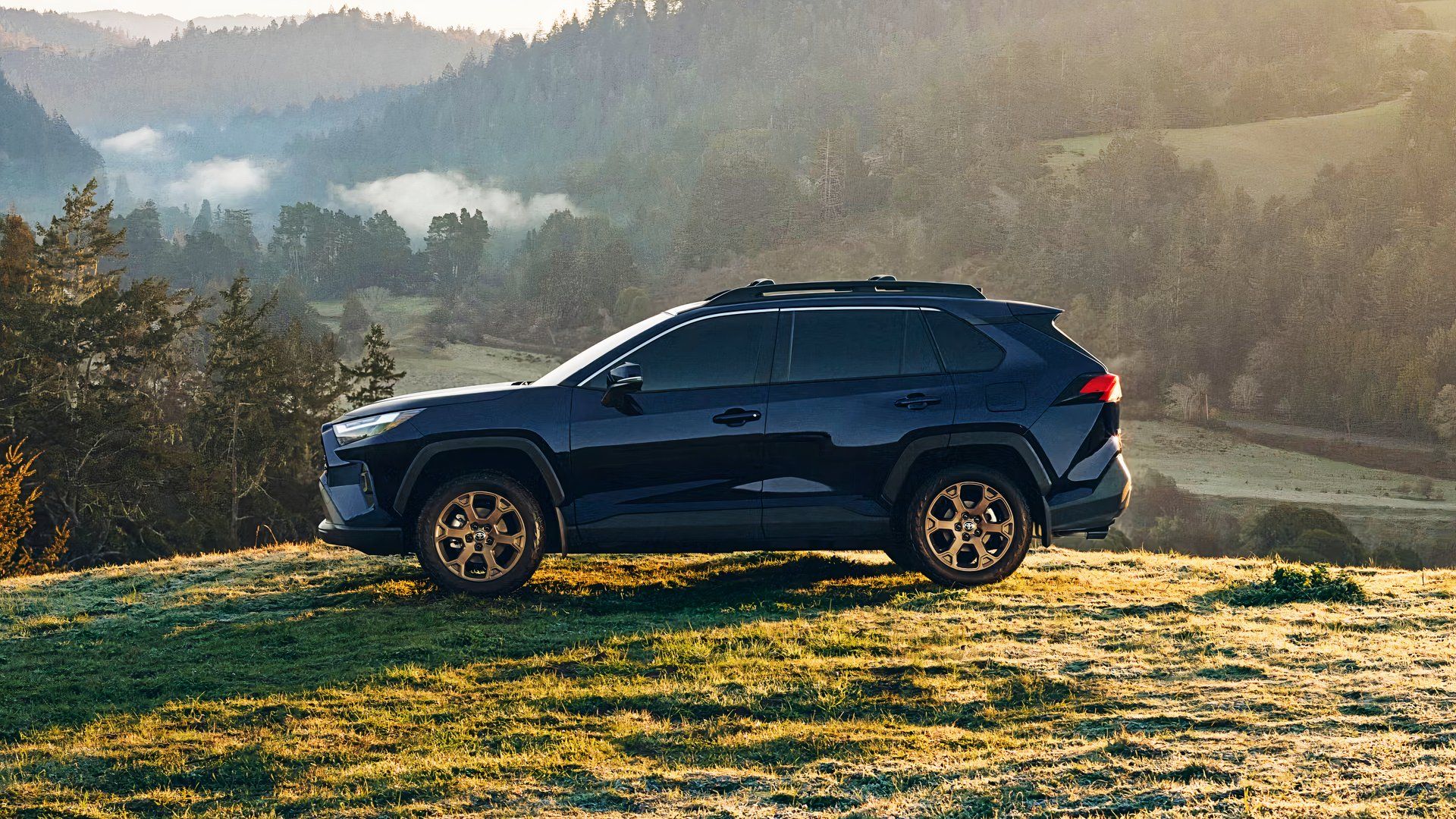 A side View Toyota RAV4 Hybrid Woodland Edition.