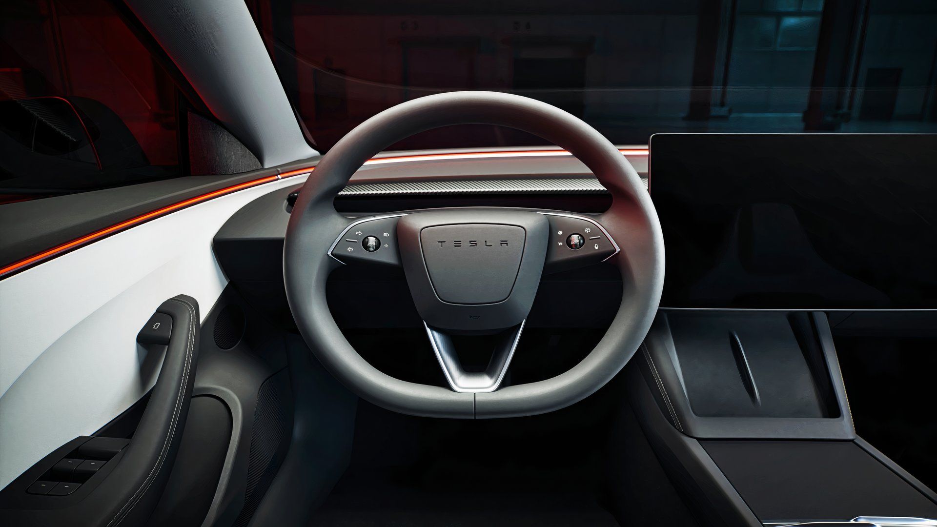 The Tesla Model 3 Performance steering wheel. 