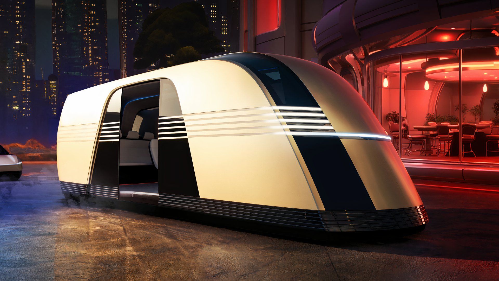 Front three-quarters shot of the Tesla Robovan