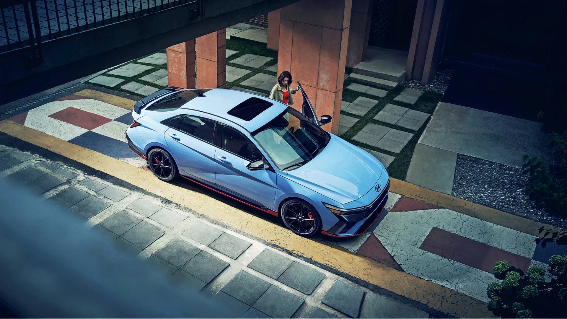Ariel shot of a 2025 Hyundai Elantra N